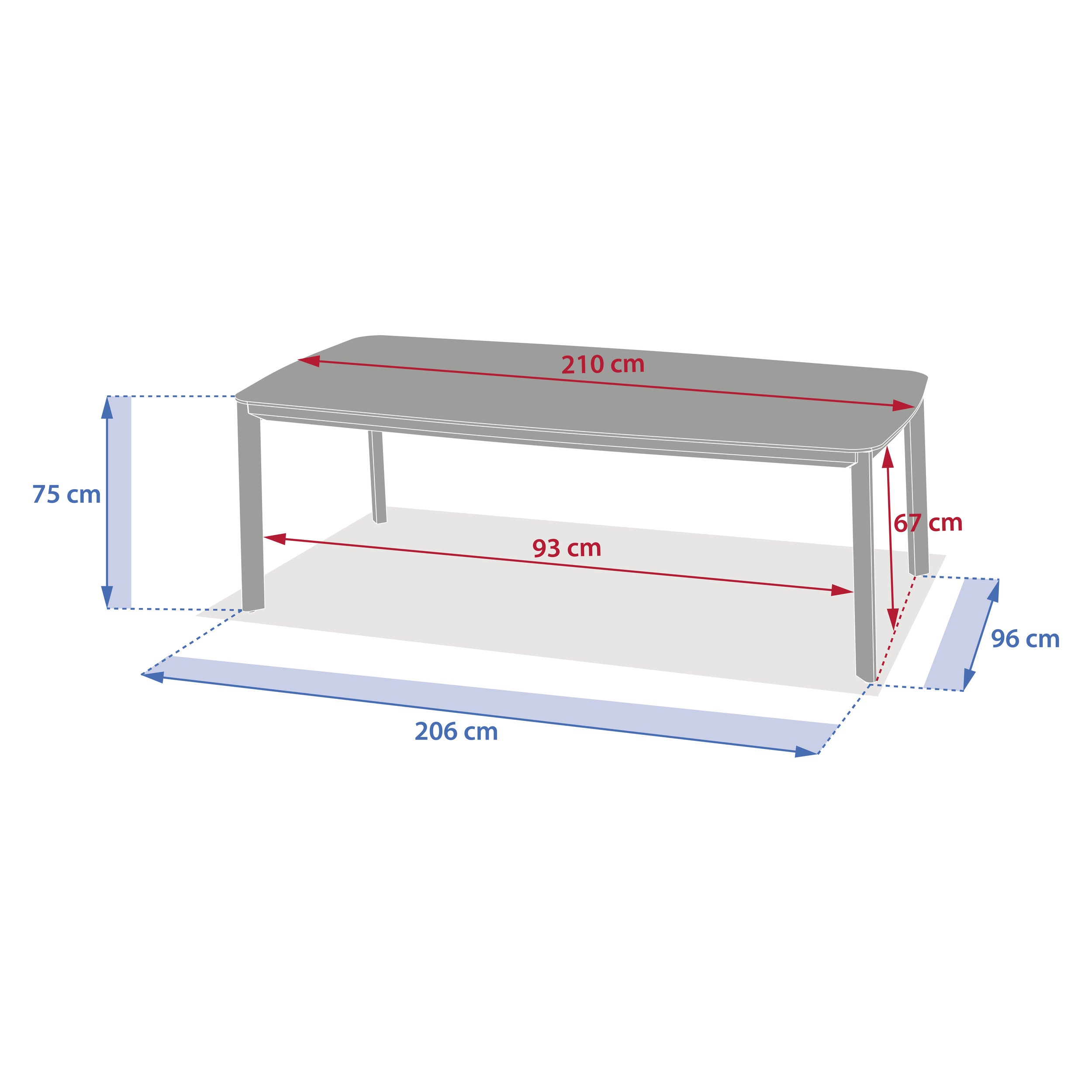 Mobilier exterior, nelora fixe rec table 8s fi/ho - Hesperide