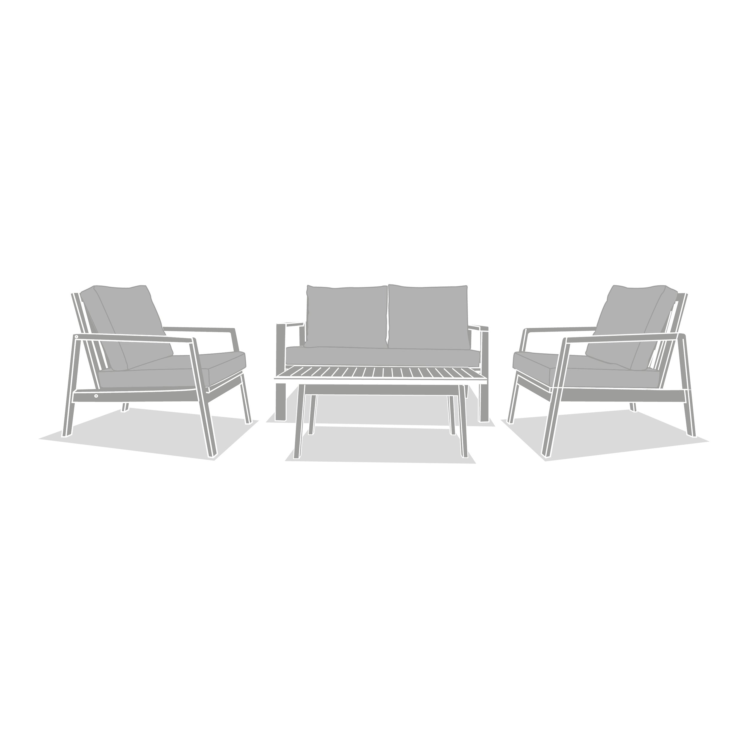 Set de mobilier de gradina Tiwi cu 4 locuri, gri antracit - Hesperide