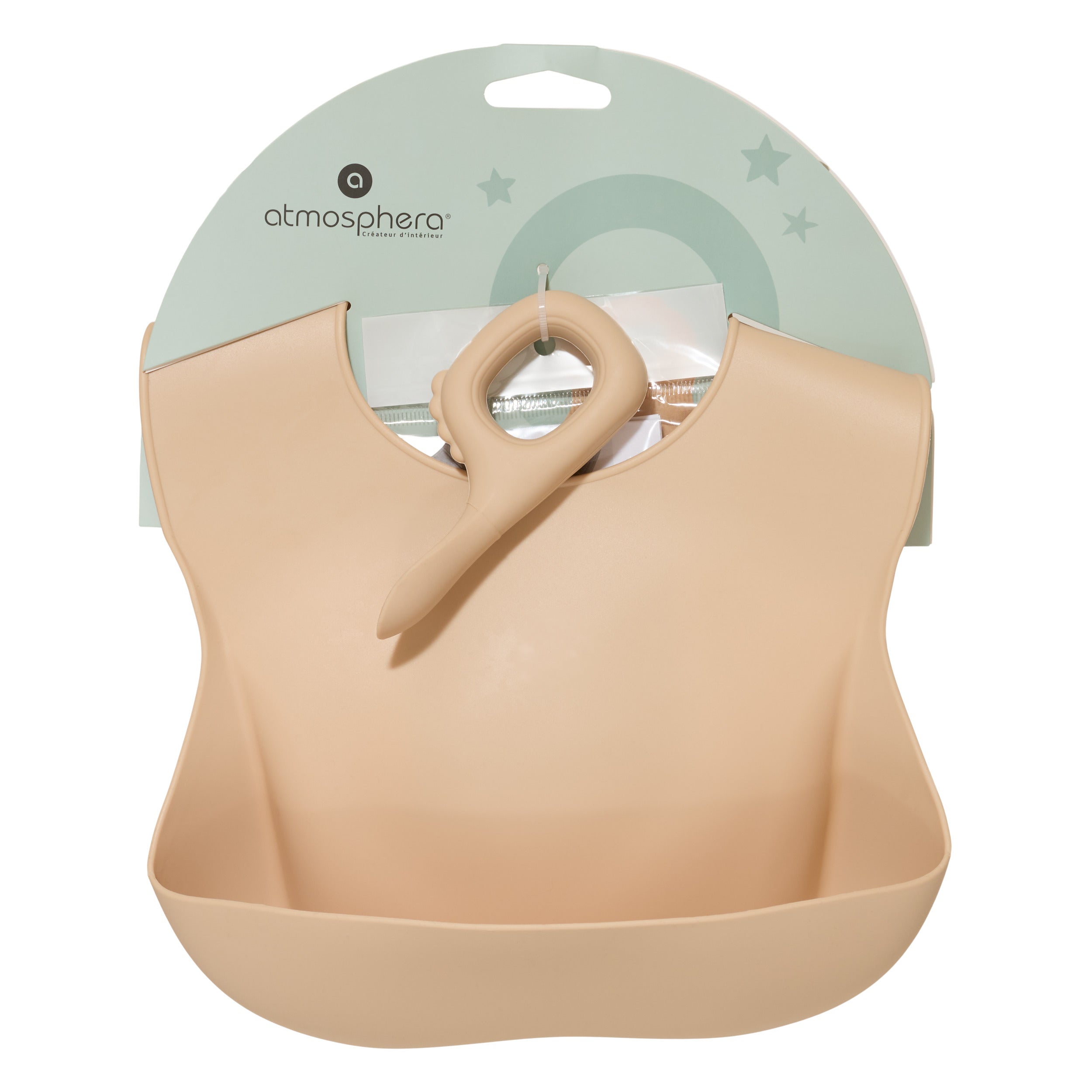 Decoratiune copii, silic bib and spoon set beige - Atmosphera For Kids
