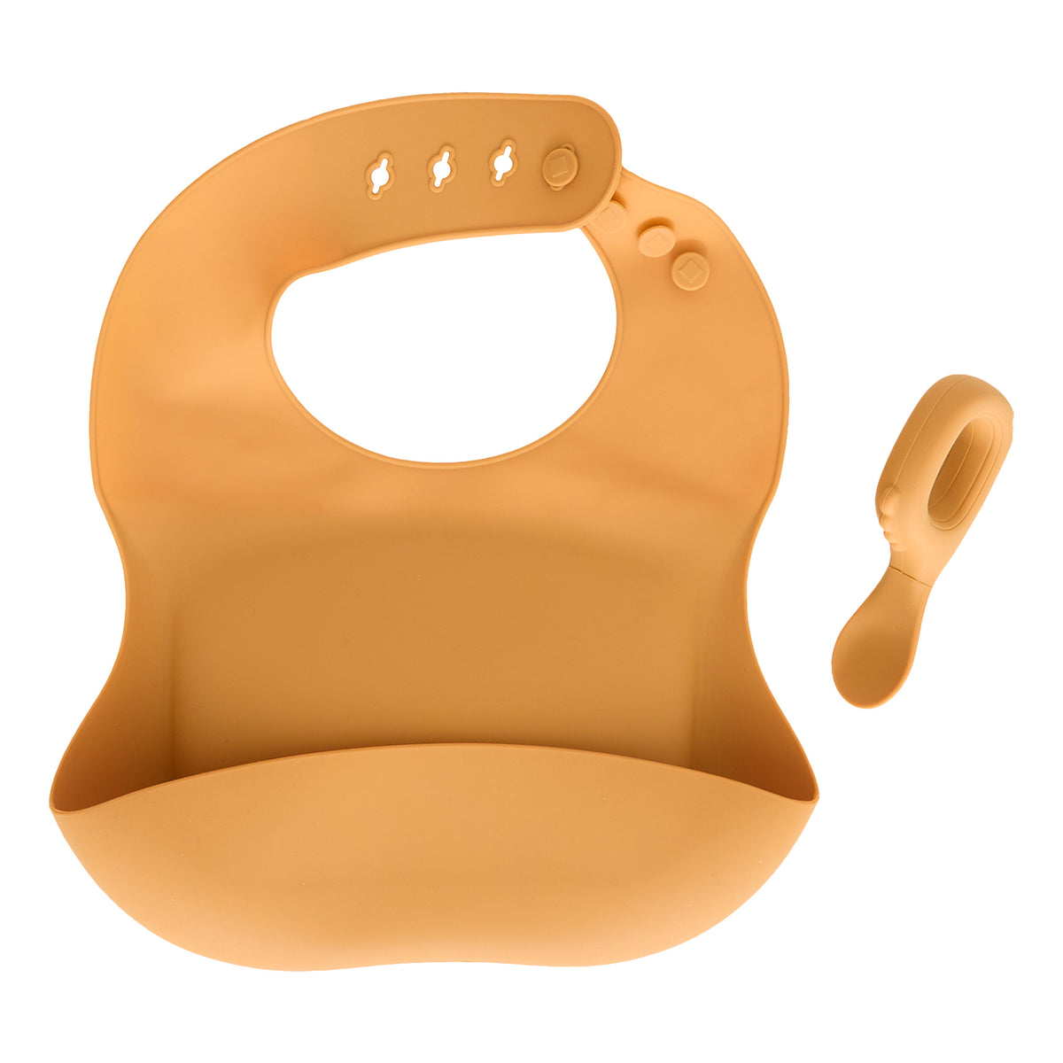 Decoratiune copii, silic bib and spoon set ochre - Atmosphera For Kids