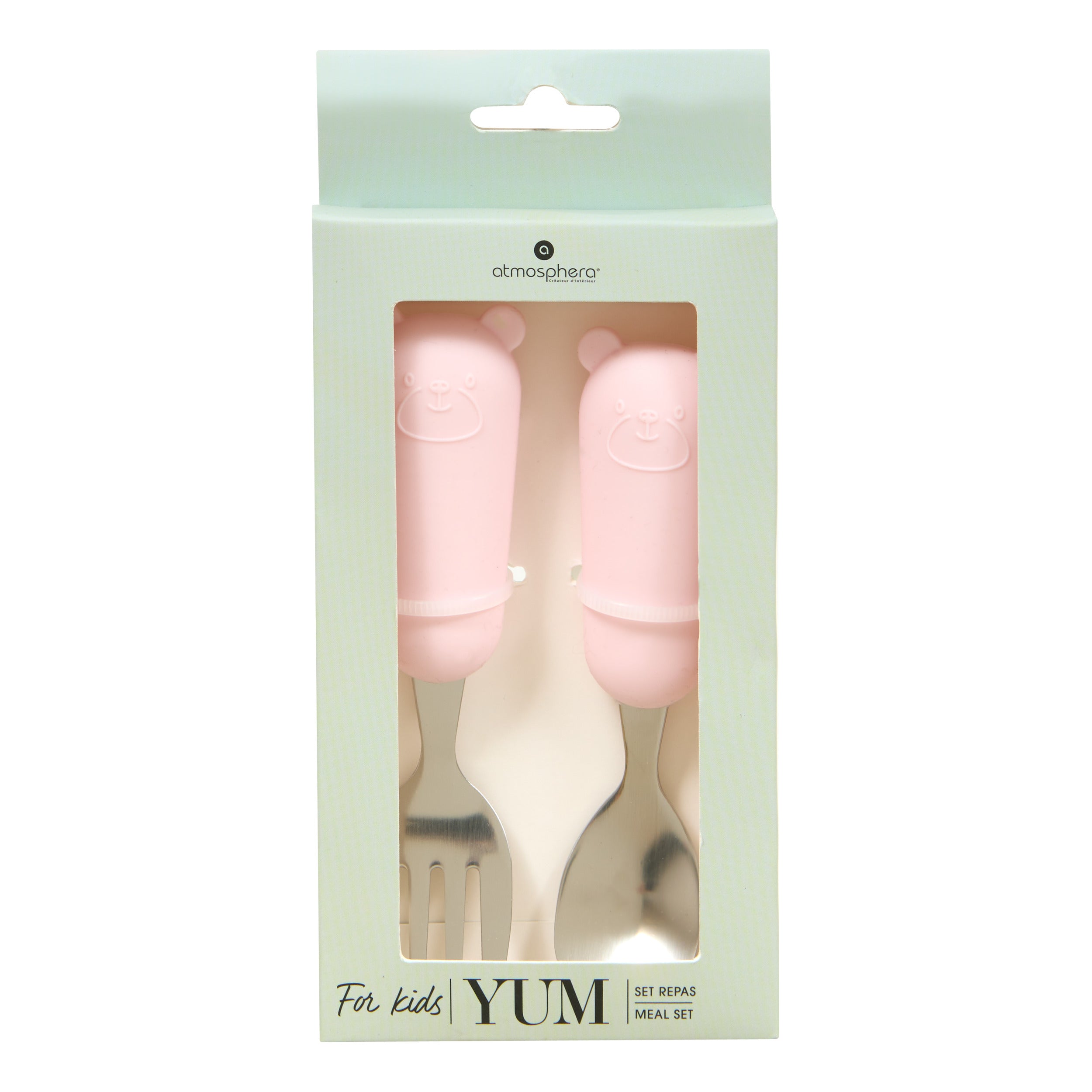 Decoratiune copii, cutlery set spoo fork roz - Atmosphera For Kids