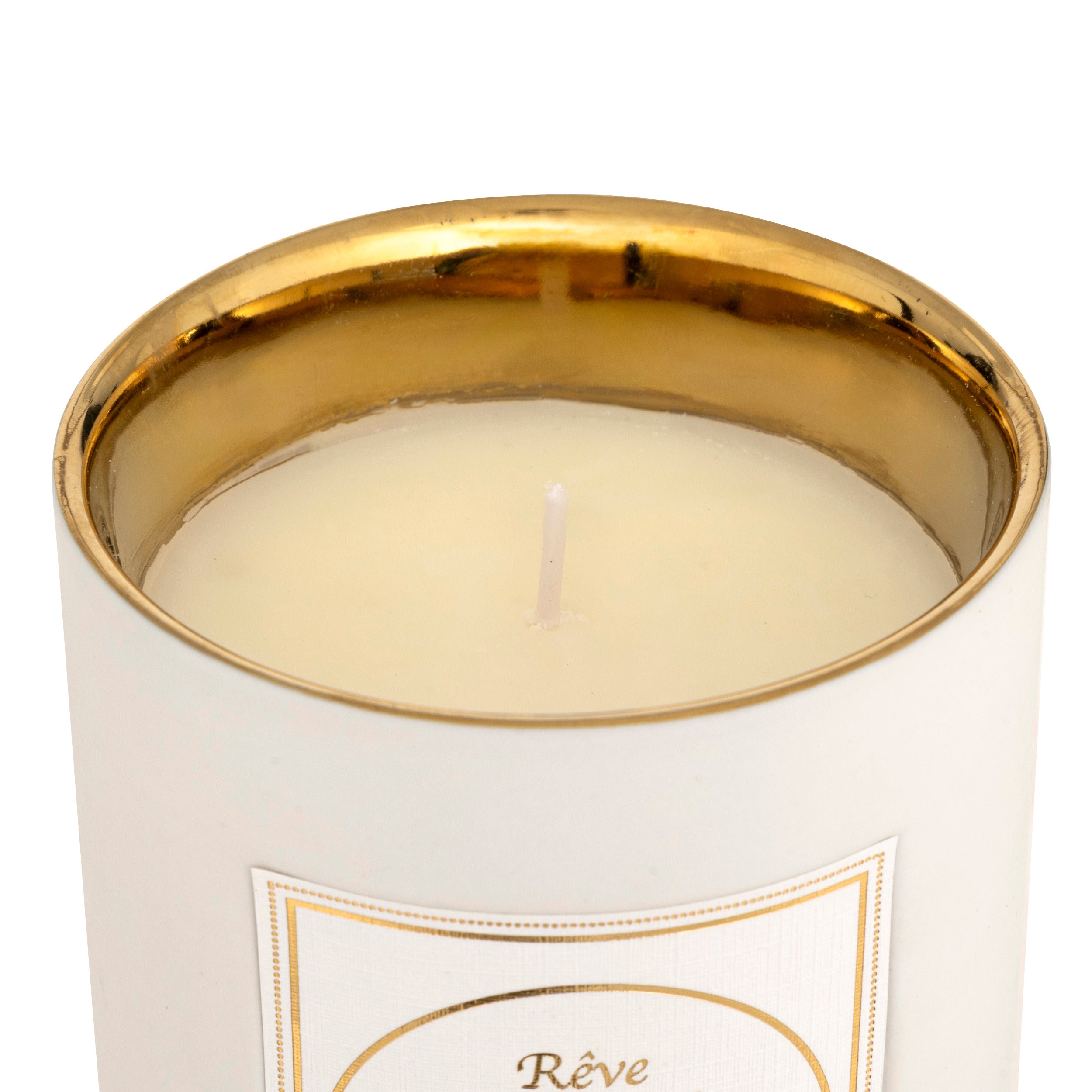 Lumanare parfumata "Lucia" - Lemn de santal - Trandafir, Alb, 250 g - Atmosphera