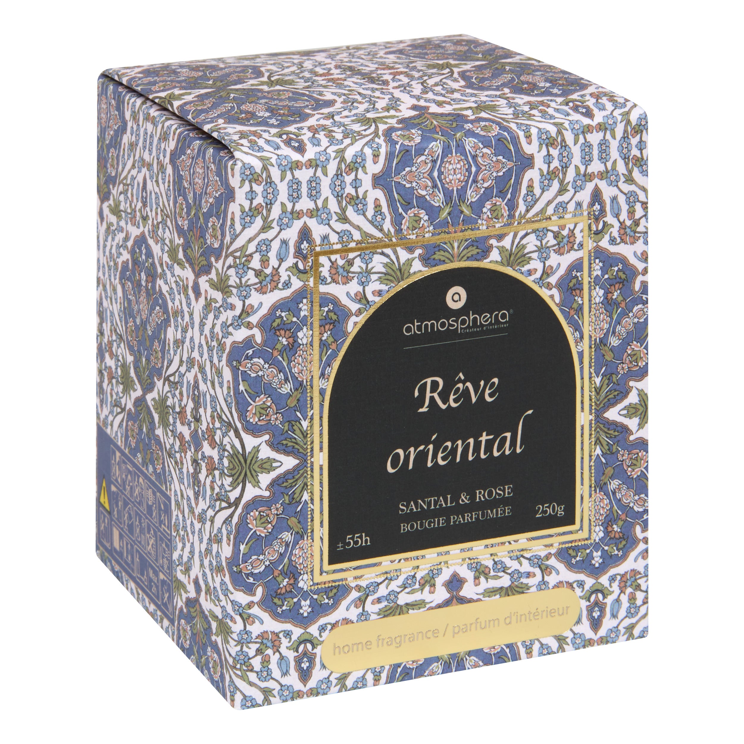 Lumanare parfumata "Lucia" - Lemn de santal - Trandafir, Alb, 250 g - Atmosphera