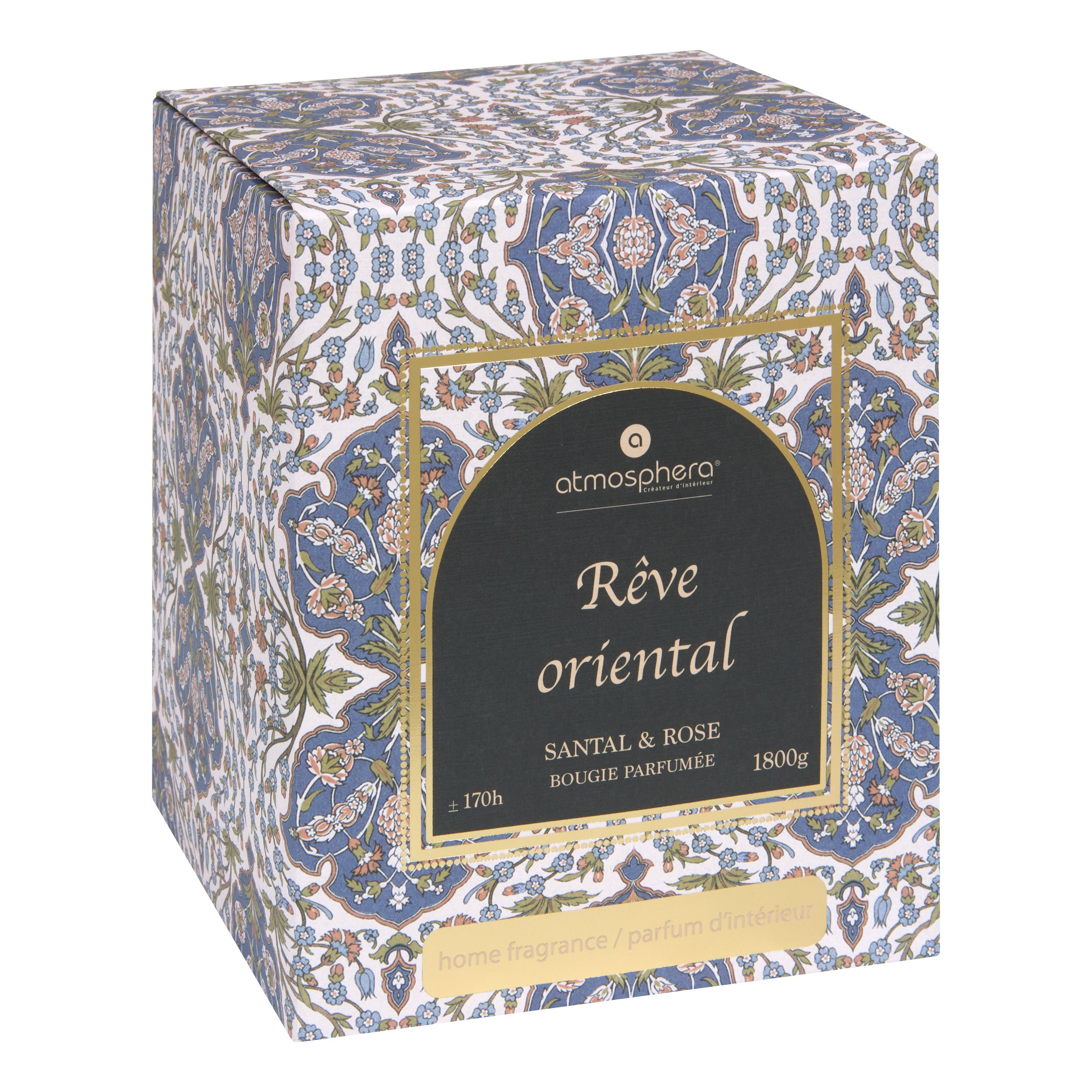 Lumanare parfumata "Lucia" - Lemn de santal - Trandafir, Alb, 1800 g - Atmosphera