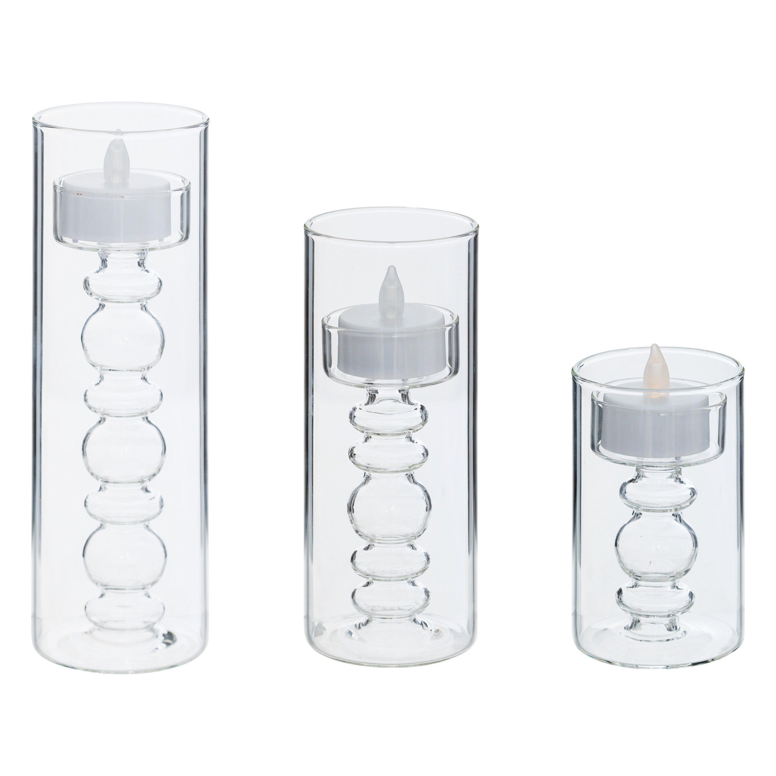 Lumanare LED "Lena", 3 bucati - Transparent, 6x6 cm - Atmosphera