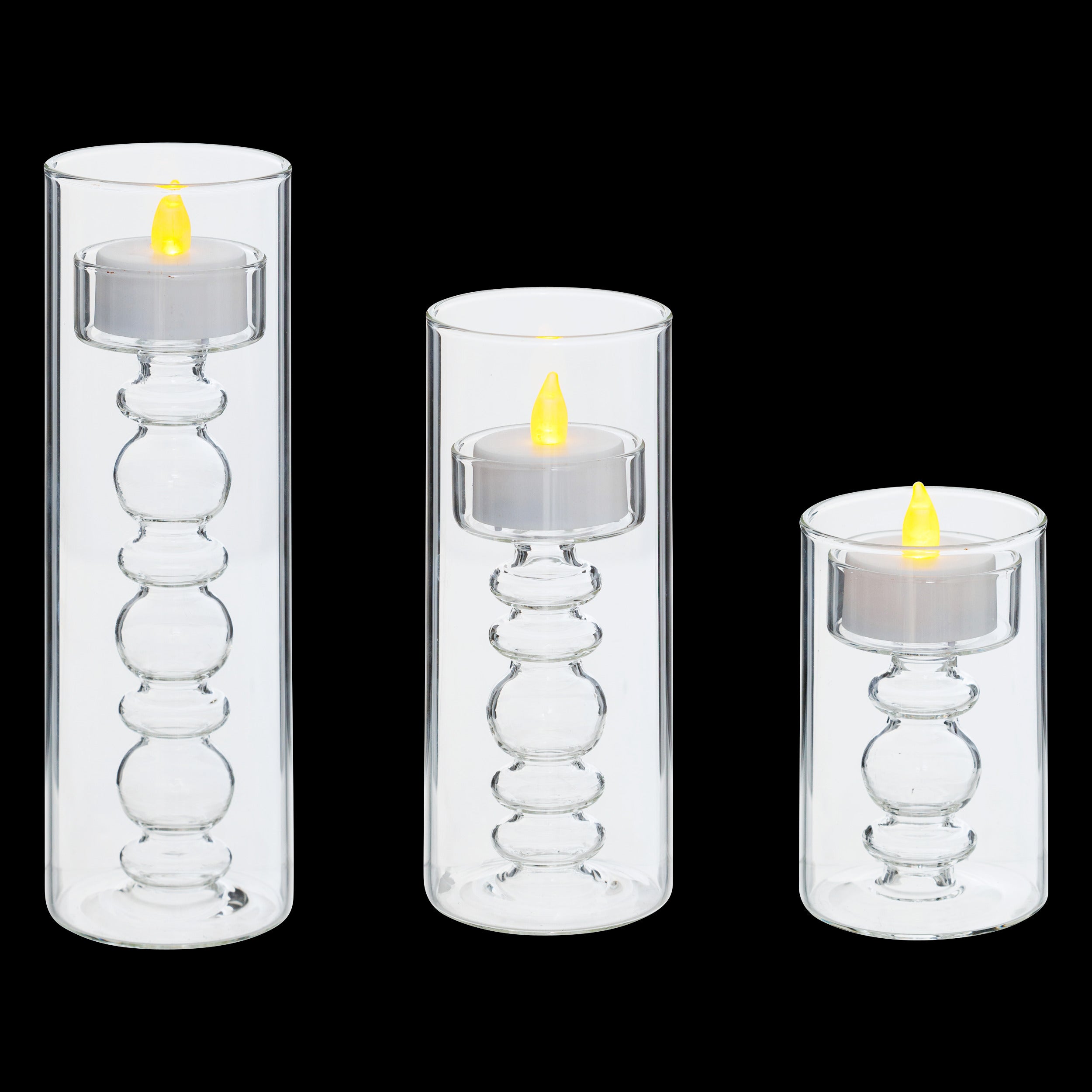 Lumanare LED "Lena", 3 bucati - Transparent, 6x6 cm - Atmosphera
