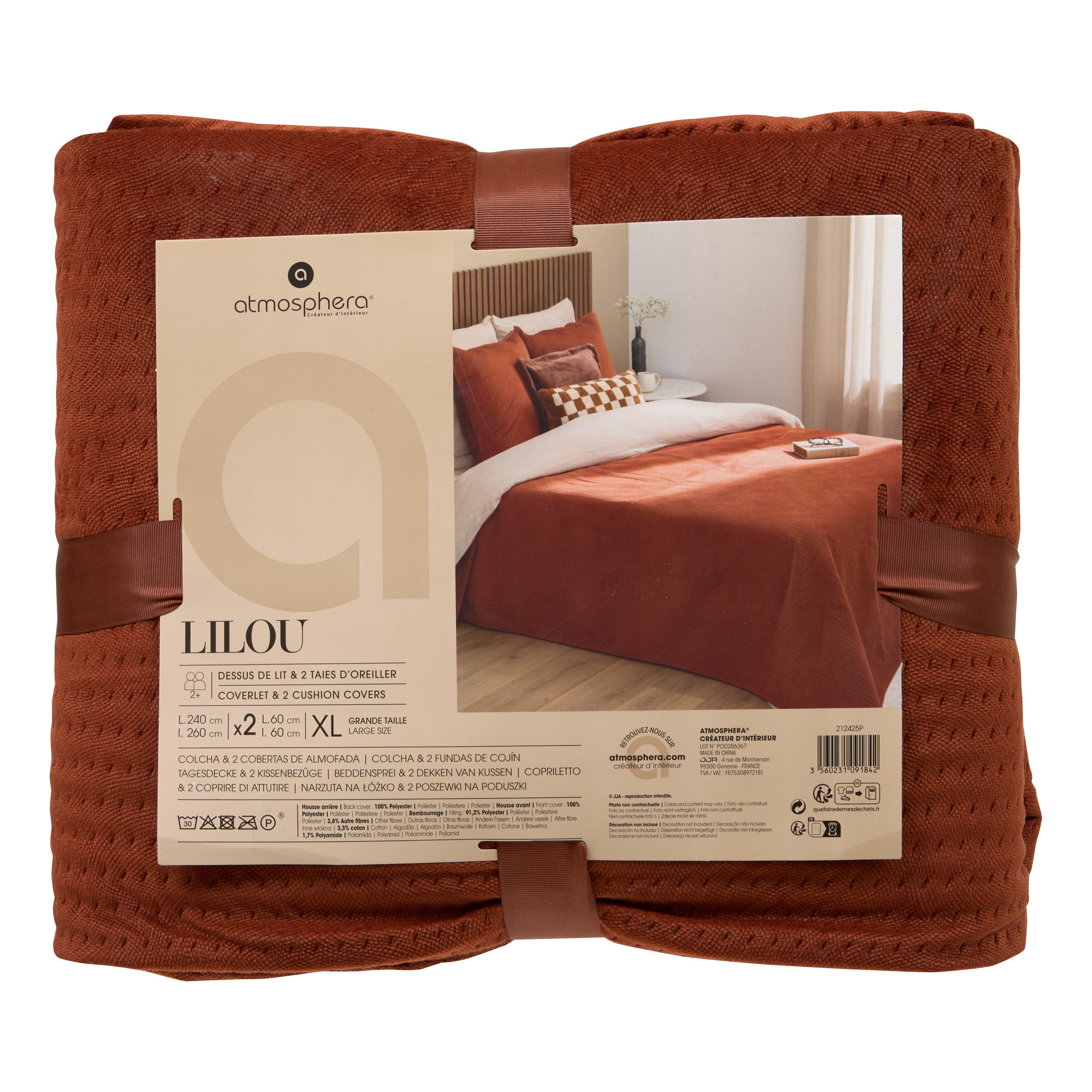 Textila pentru casa, bedspread lilou 240 x 260 cm cu 2pc tc - Atmosphera