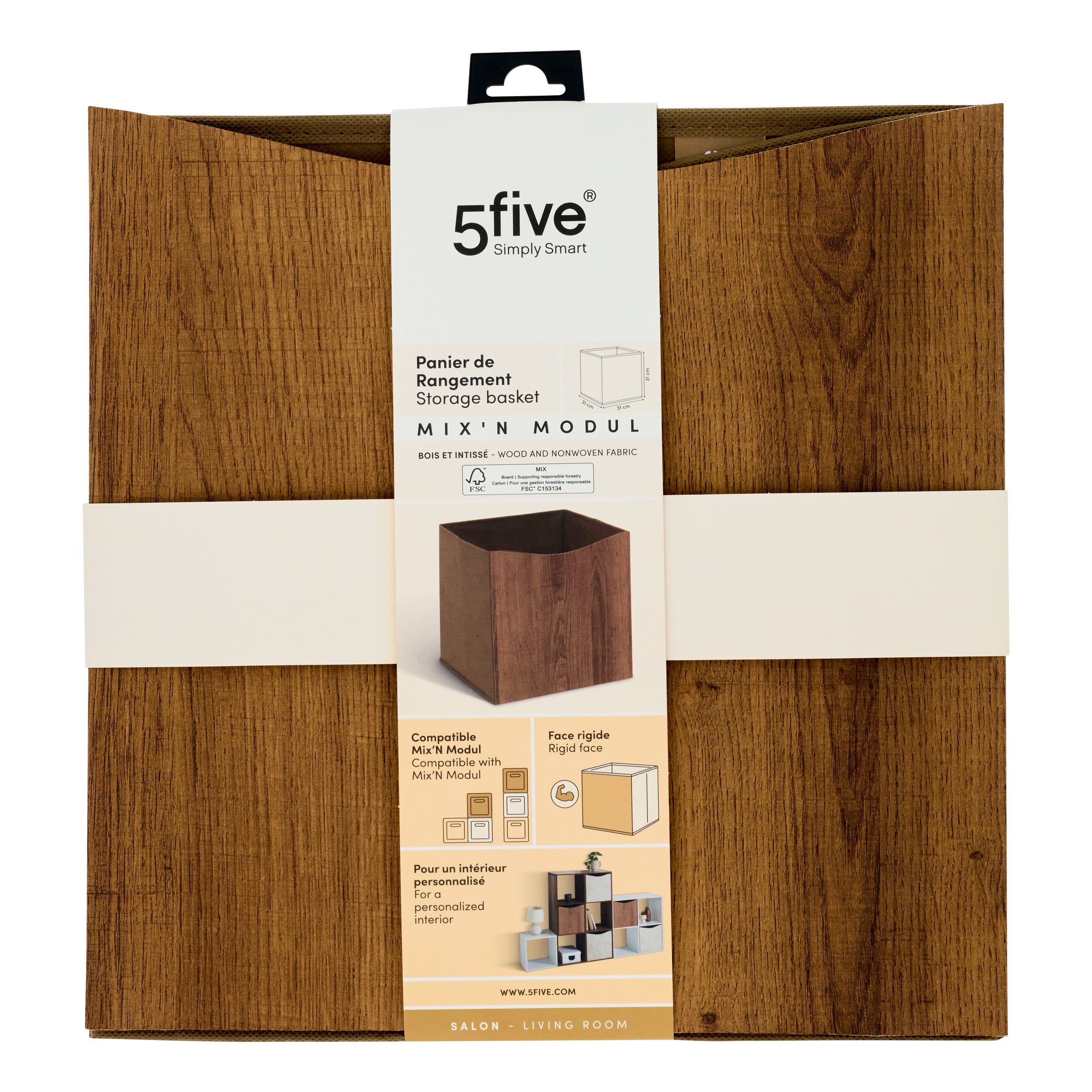 Organizator casa, storage cutie 31x31 lemn come - Five
