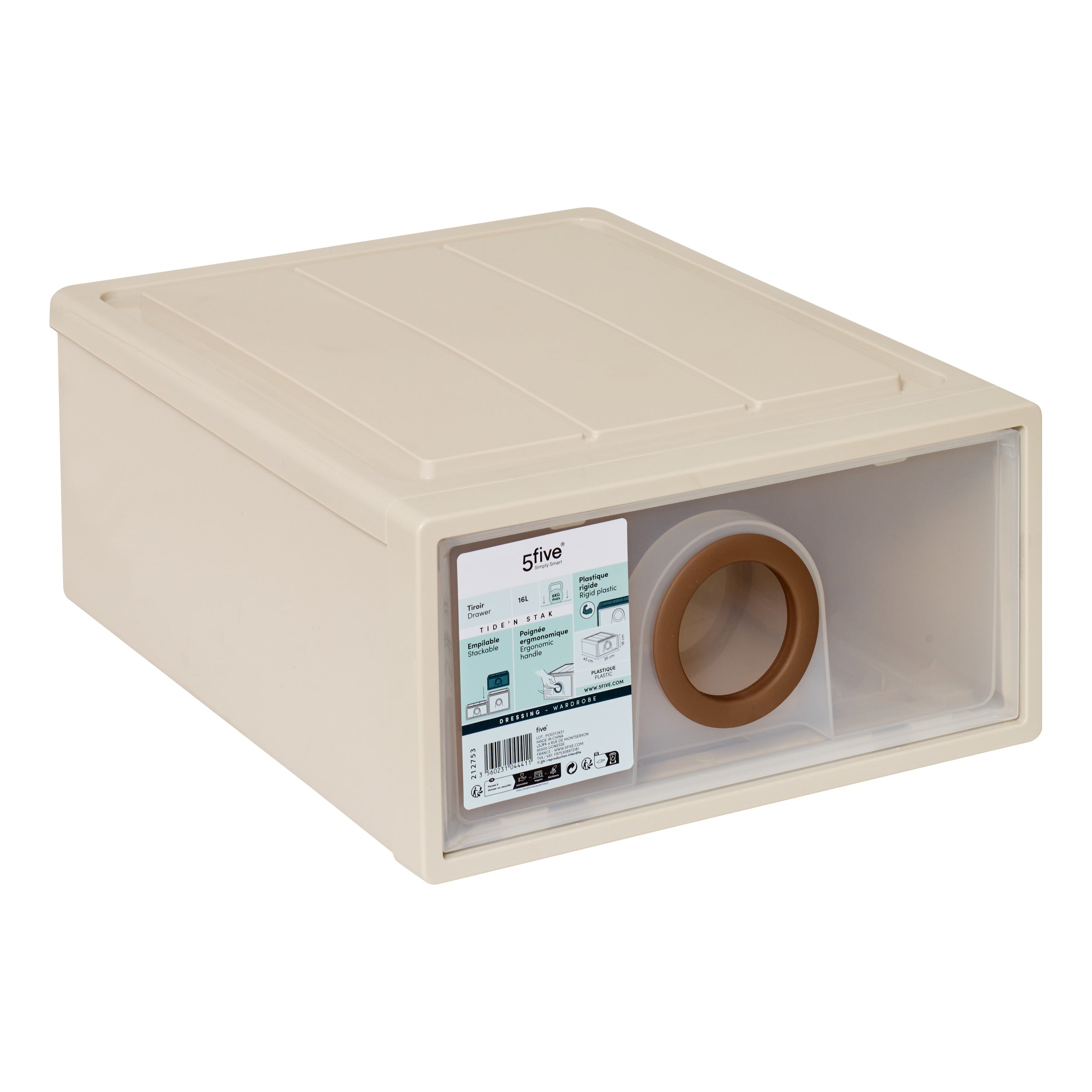 Organizator casa, drawer plastic 16 l tide n stak - Five