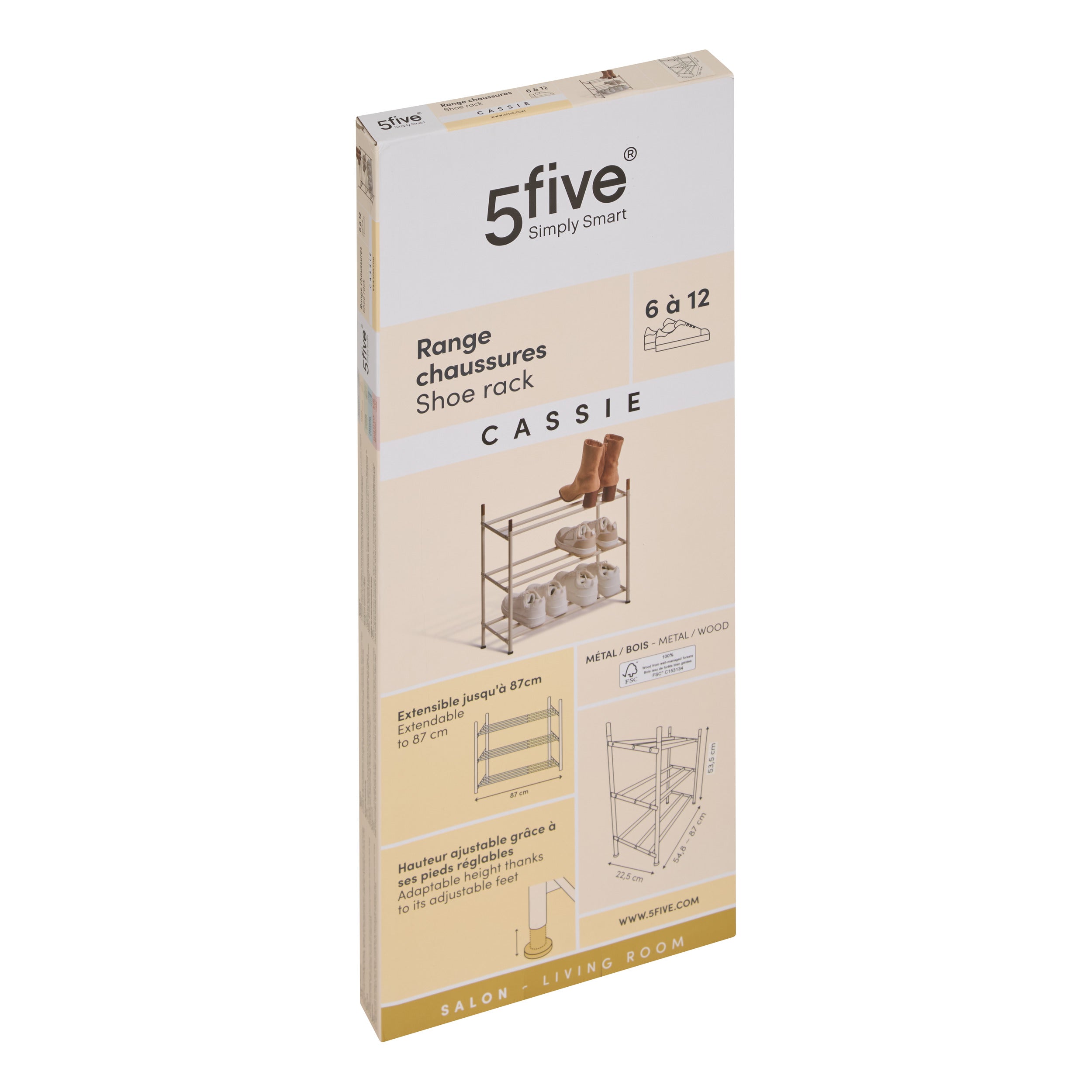 Organizator casa, shoe rack 6/12 piese beige cassie - Five