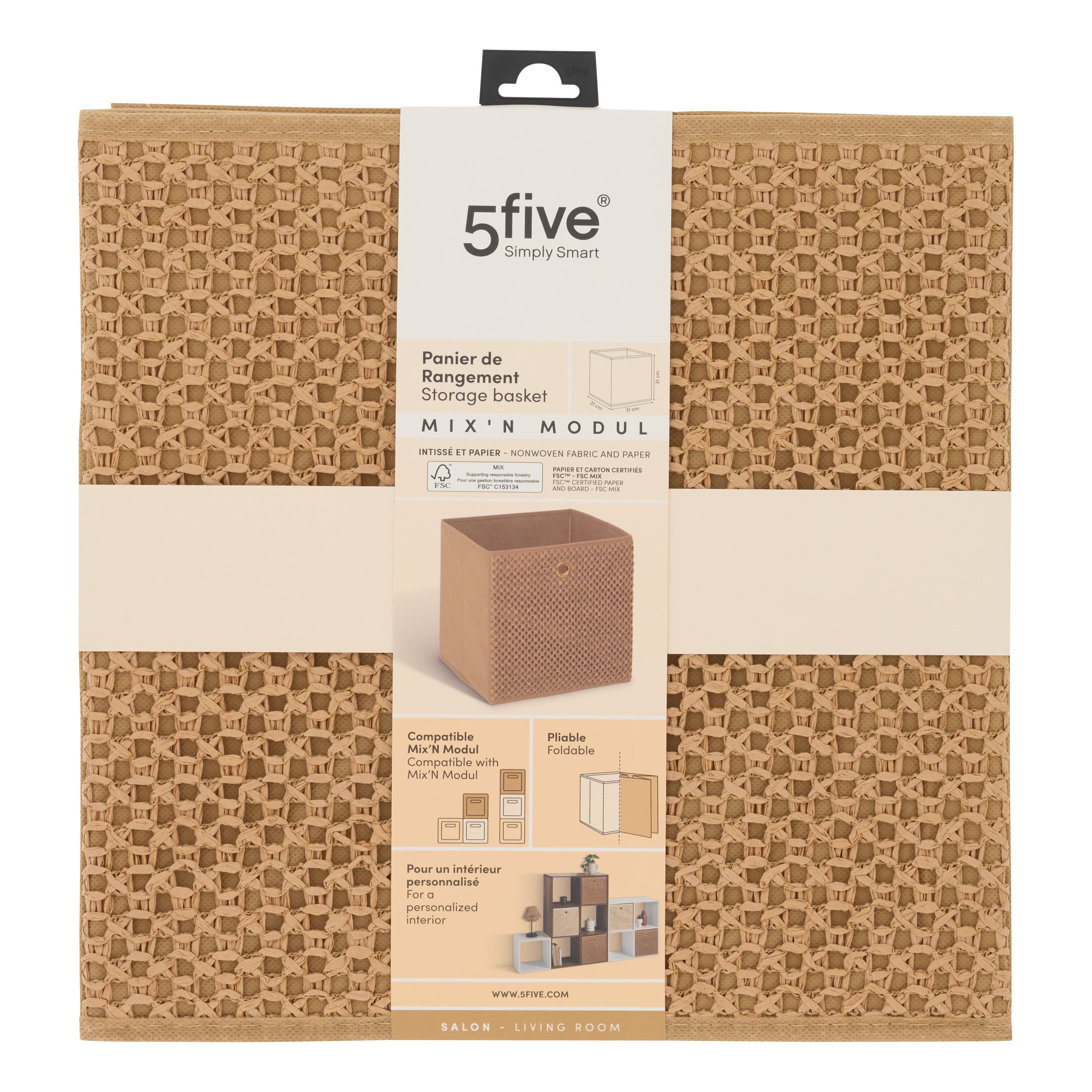 Organizator casa, storage cutie 31x31 marron grass - Five