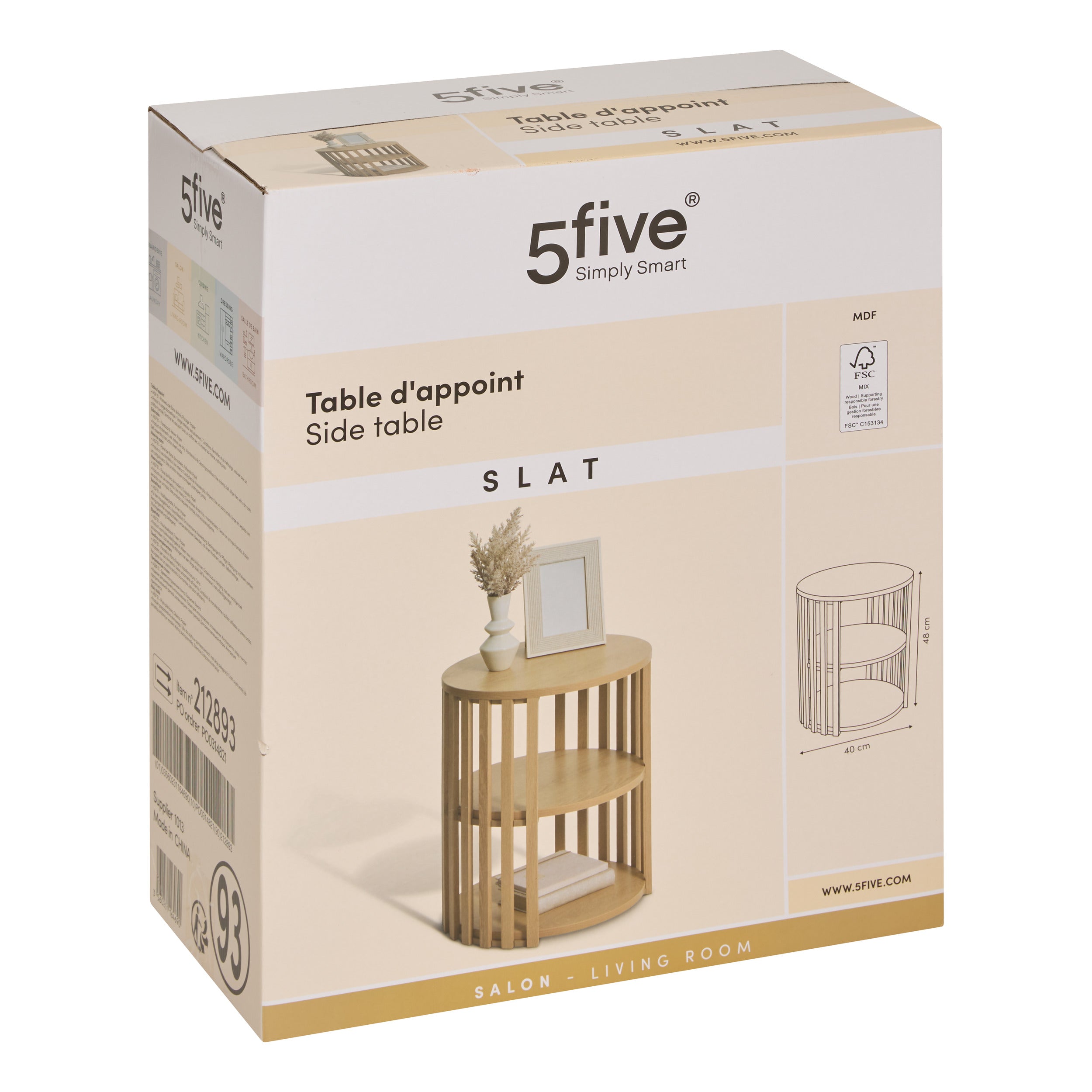 Mobilier depozitare, round bedside table slat - Five