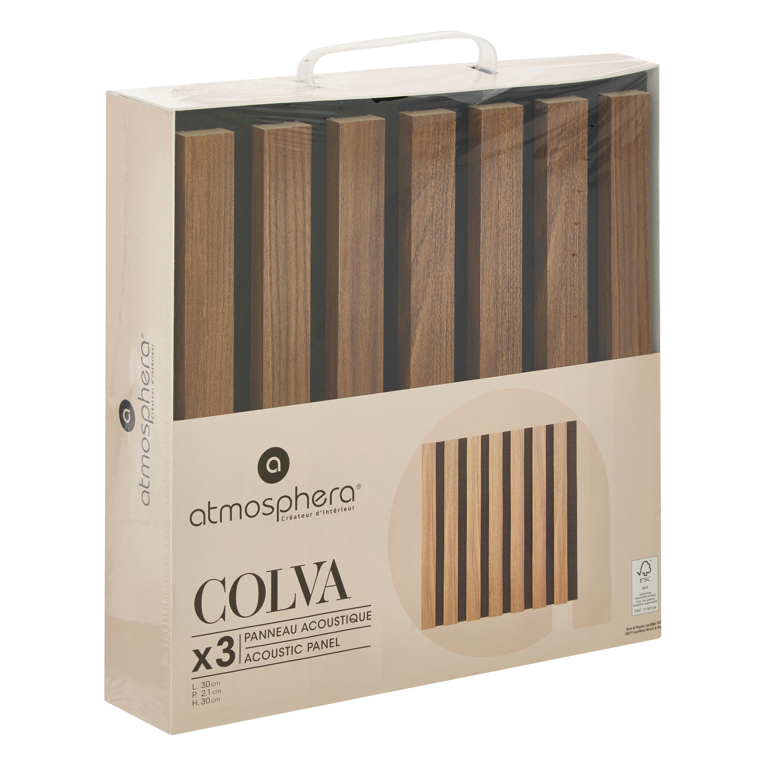 Decoratiune de perete, dark lemn panel colva 30 x 30 cm x3 - Atmosphera
