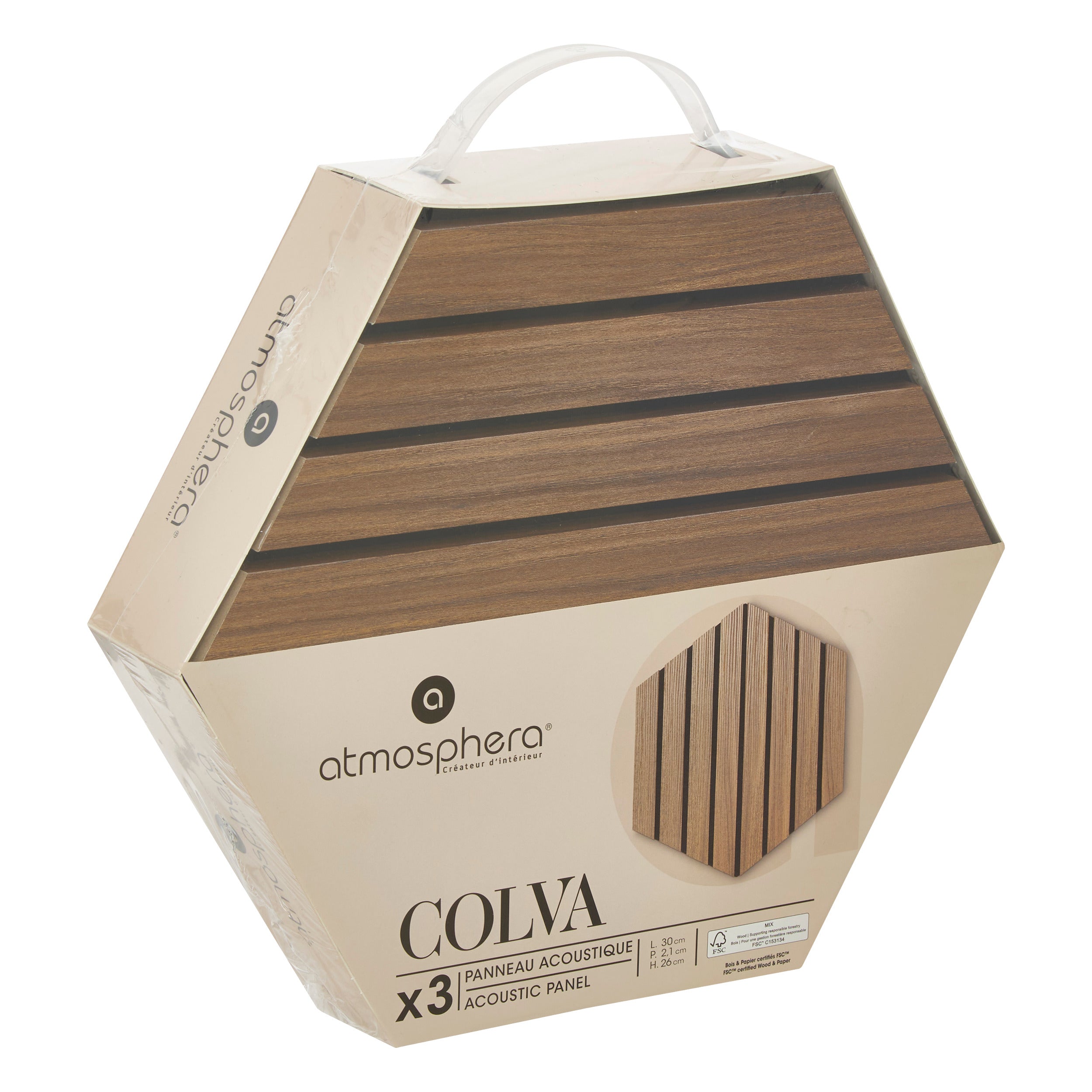 Decoratiune de perete, dark panel hexa colva 30 x 26 cm x3 - Atmosphera
