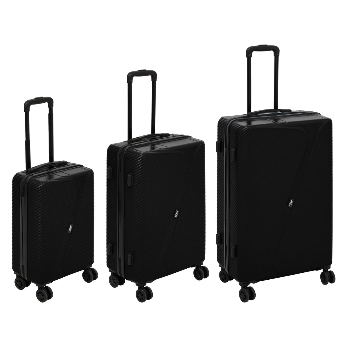 Set 3 trolere carcasa rigida cu 4 roti duble L. 49.5 x l. 28.5 x H. 77 cm