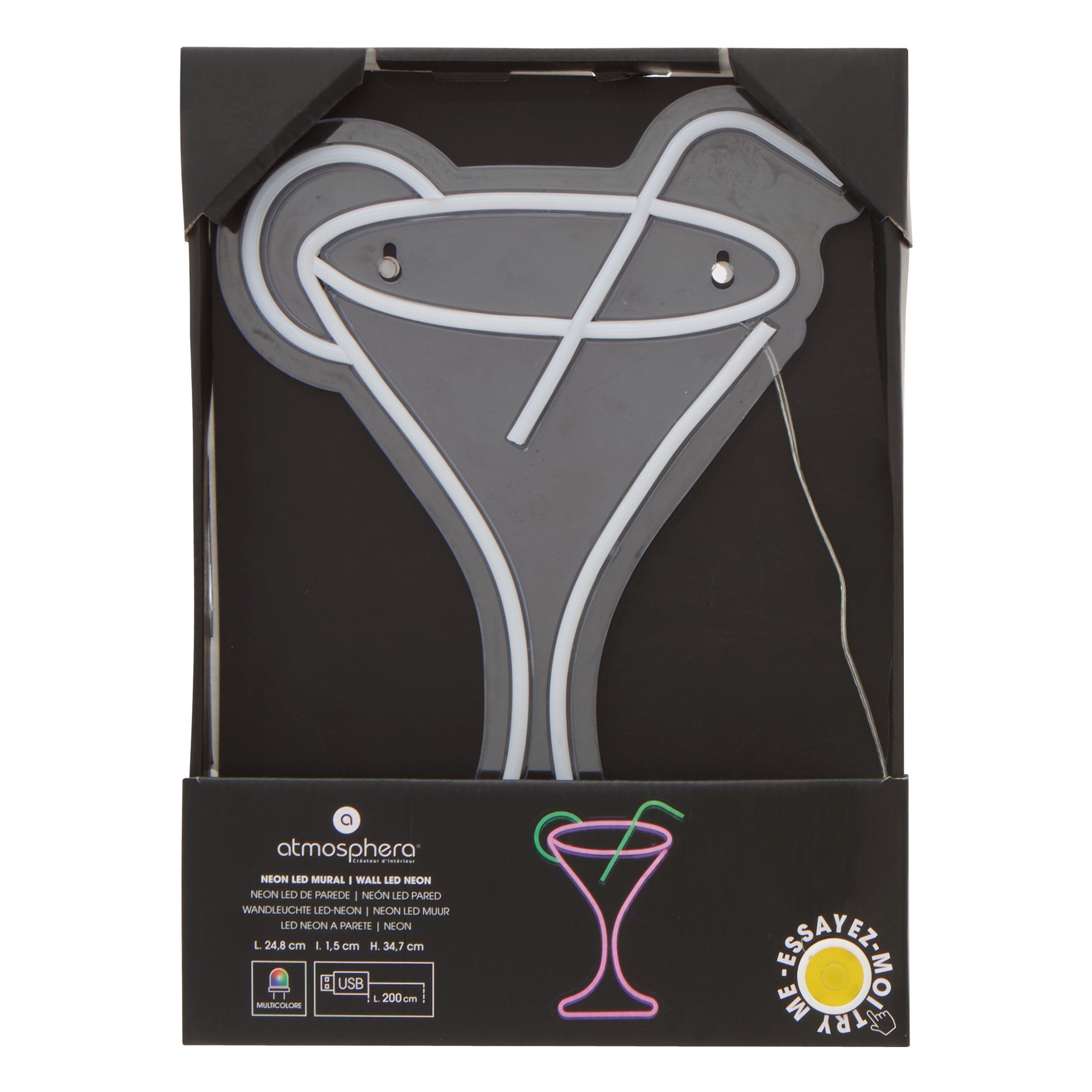 Corp de iluminat, cocktail wall LED neon H34 cm - Atmosphera