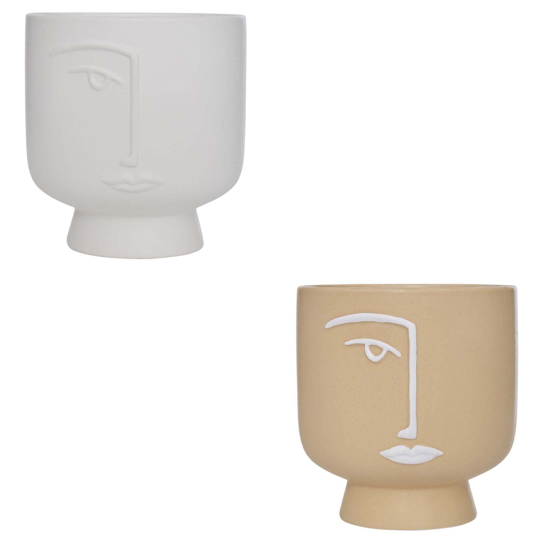 Decor pentru casa, ceramica face coverpot pam H17 cm - Atmosphera