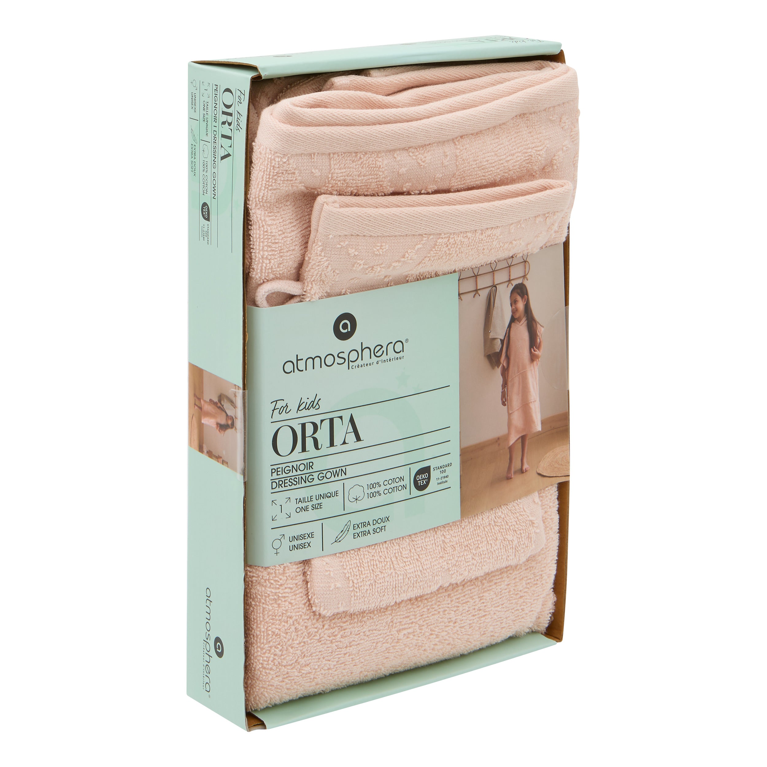 Decoratiune copii, sea bath cape glove set roz - Atmosphera For Kids