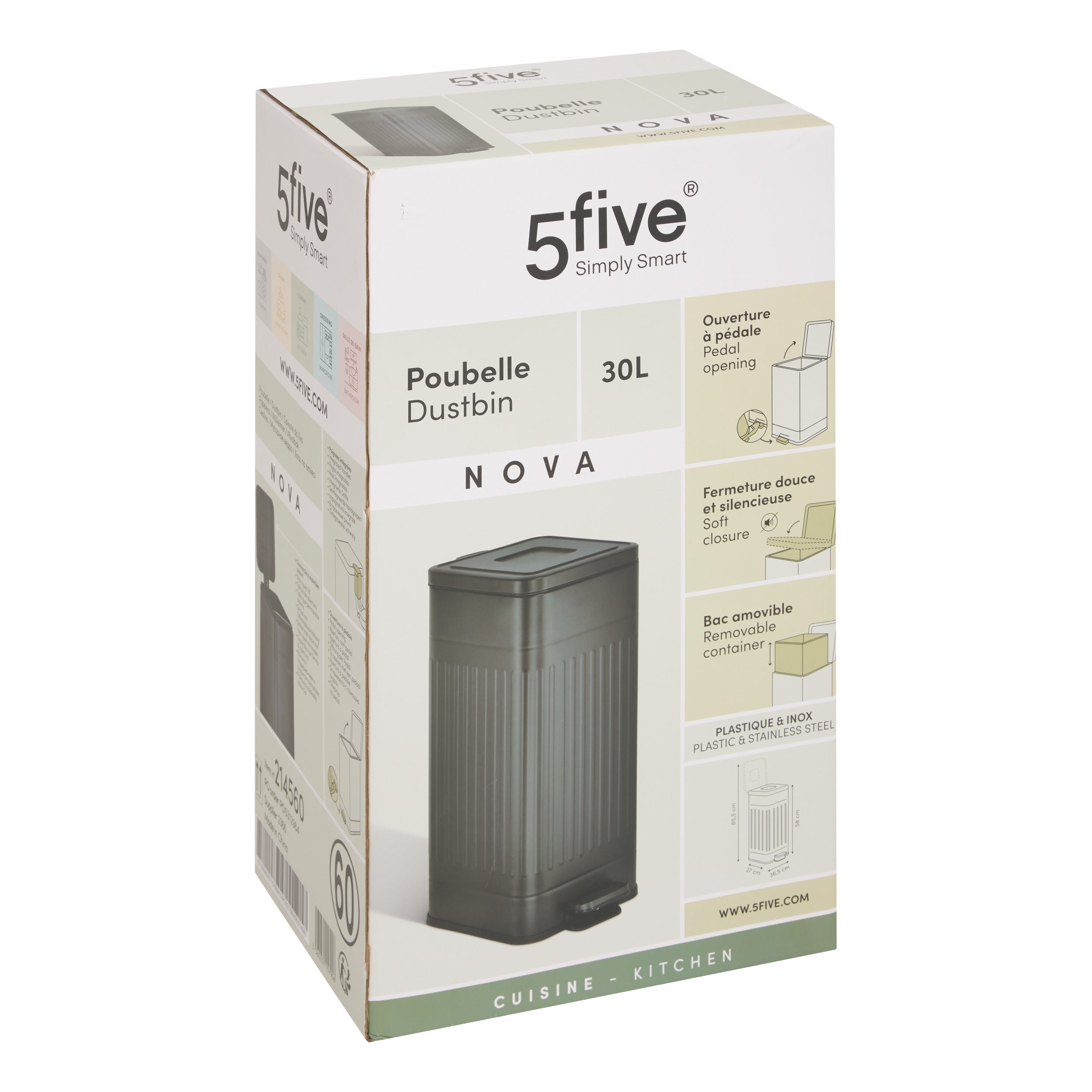 Bin stl 30 l negru nova - Five