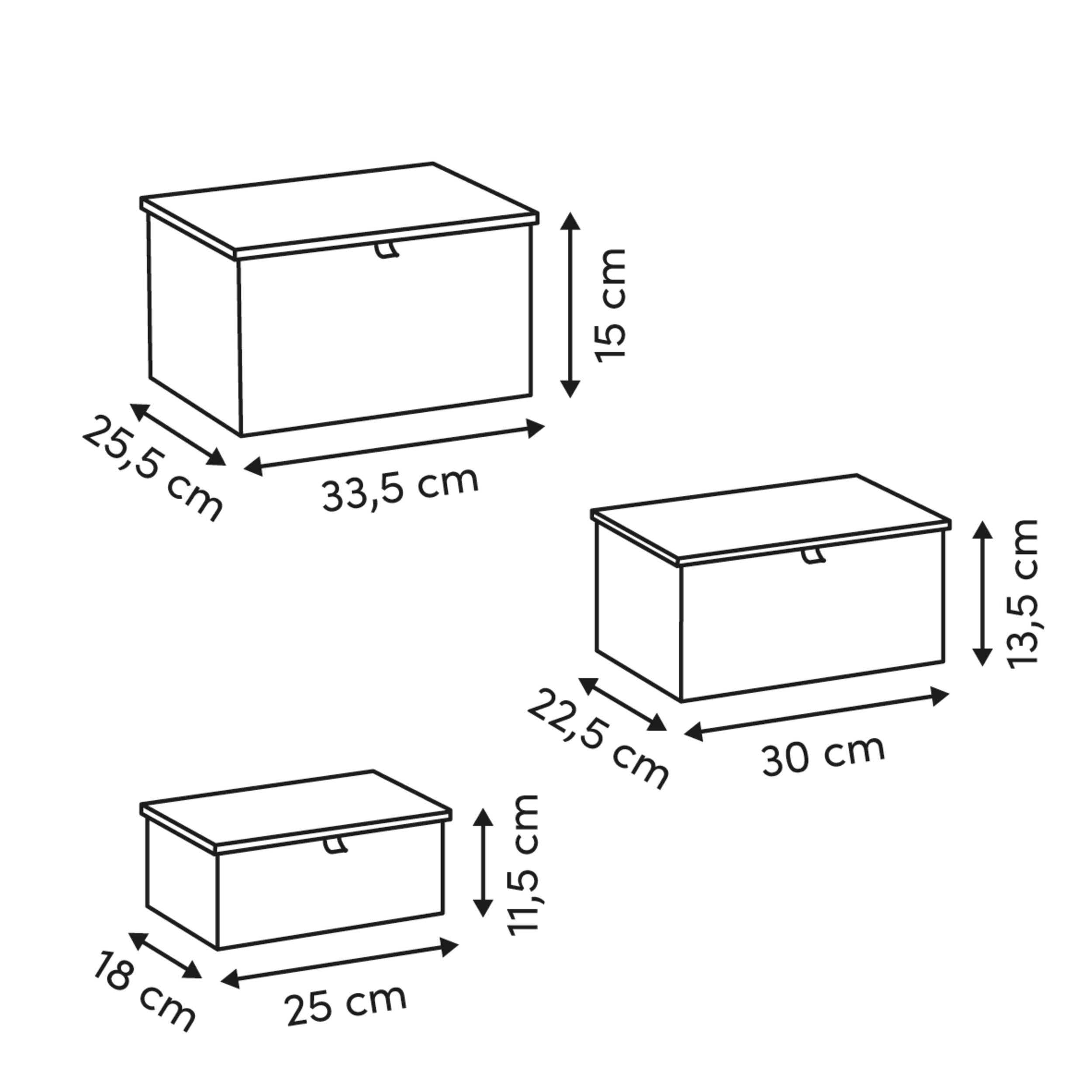 Set 3 boxes dreptunghiular alb stemy - Five