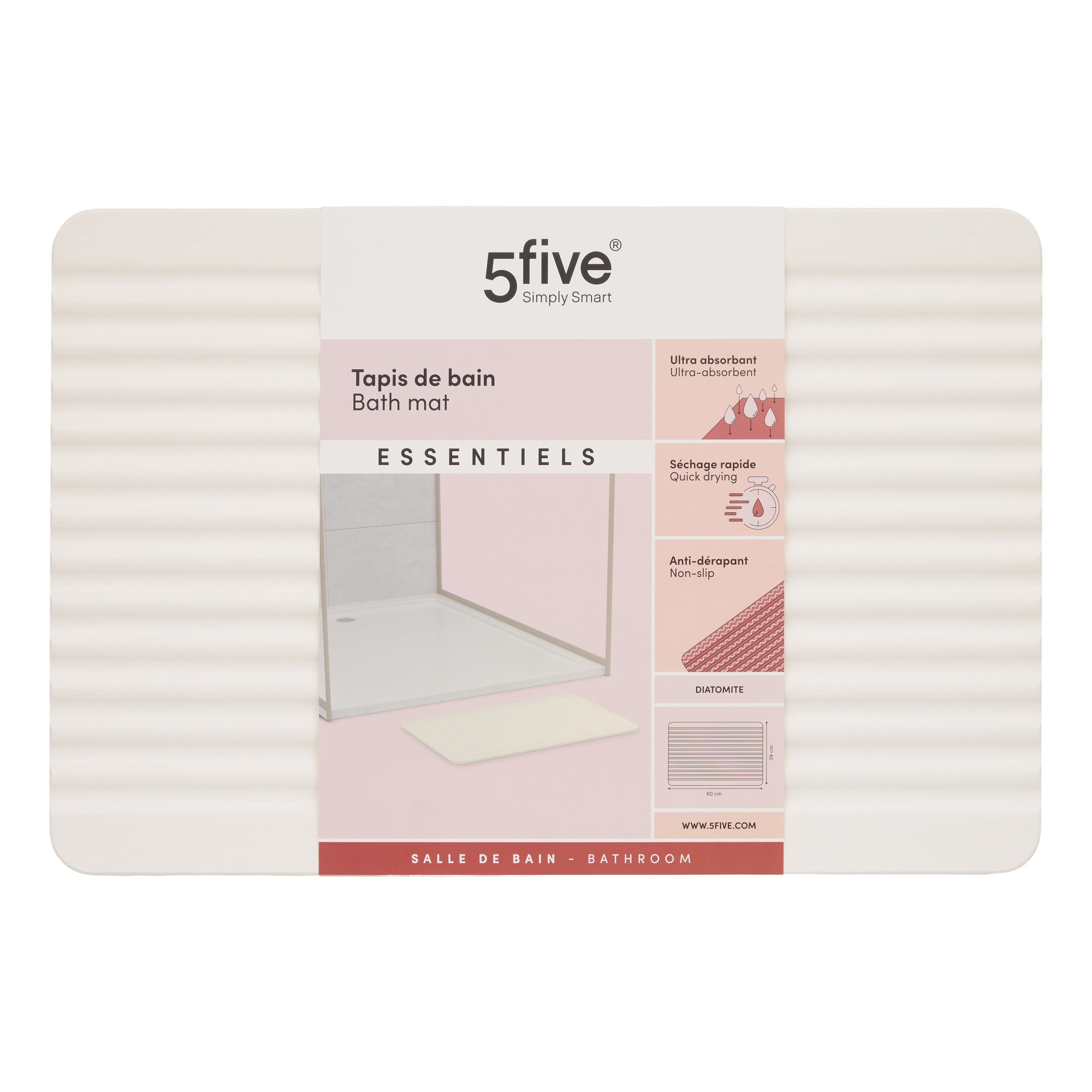 Diatomite bathmat 39 x 60 cm dune - Five