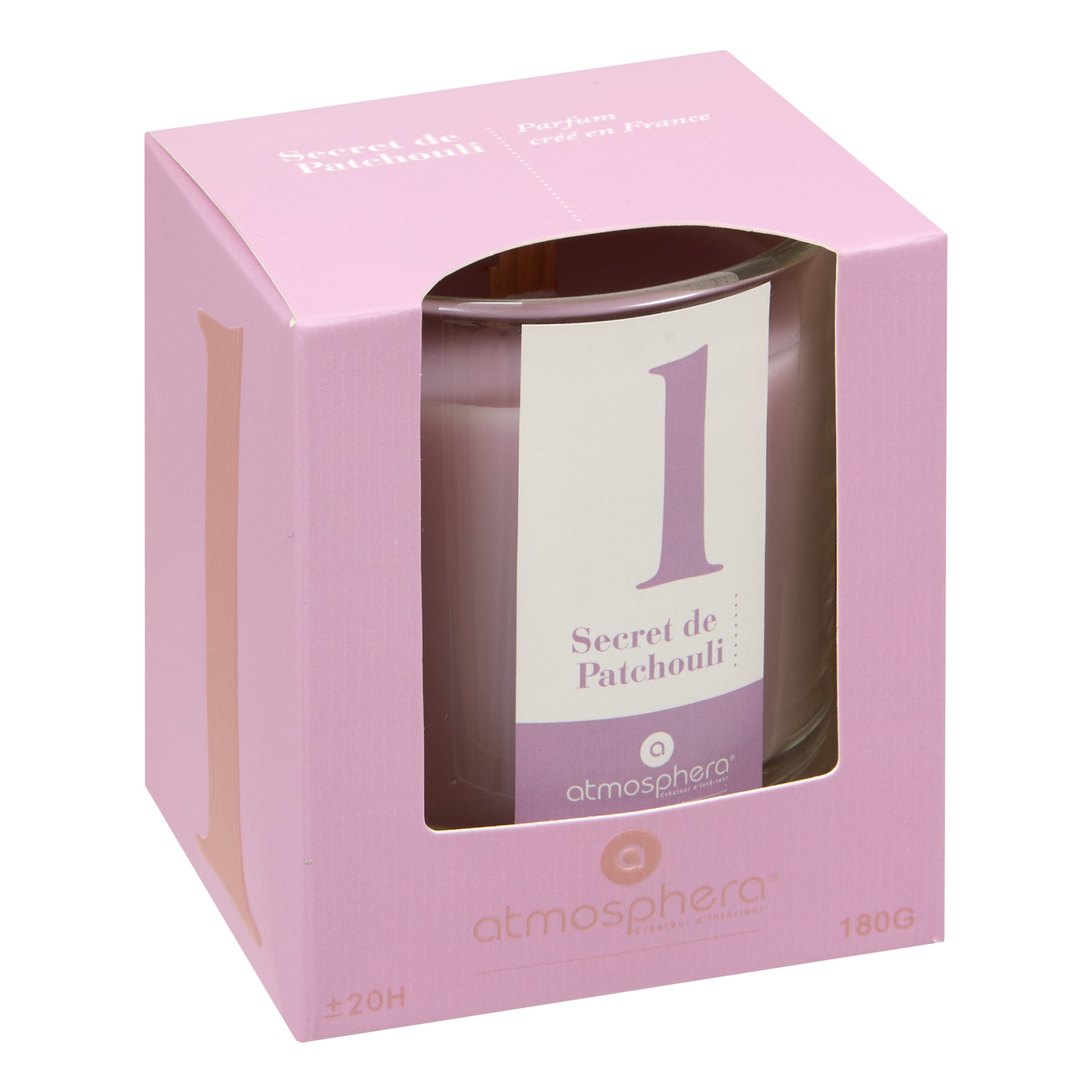 Lumanare parfumata rotunda "Numia" - Parfum floral, Patchouli, 180 g - Atmosphera