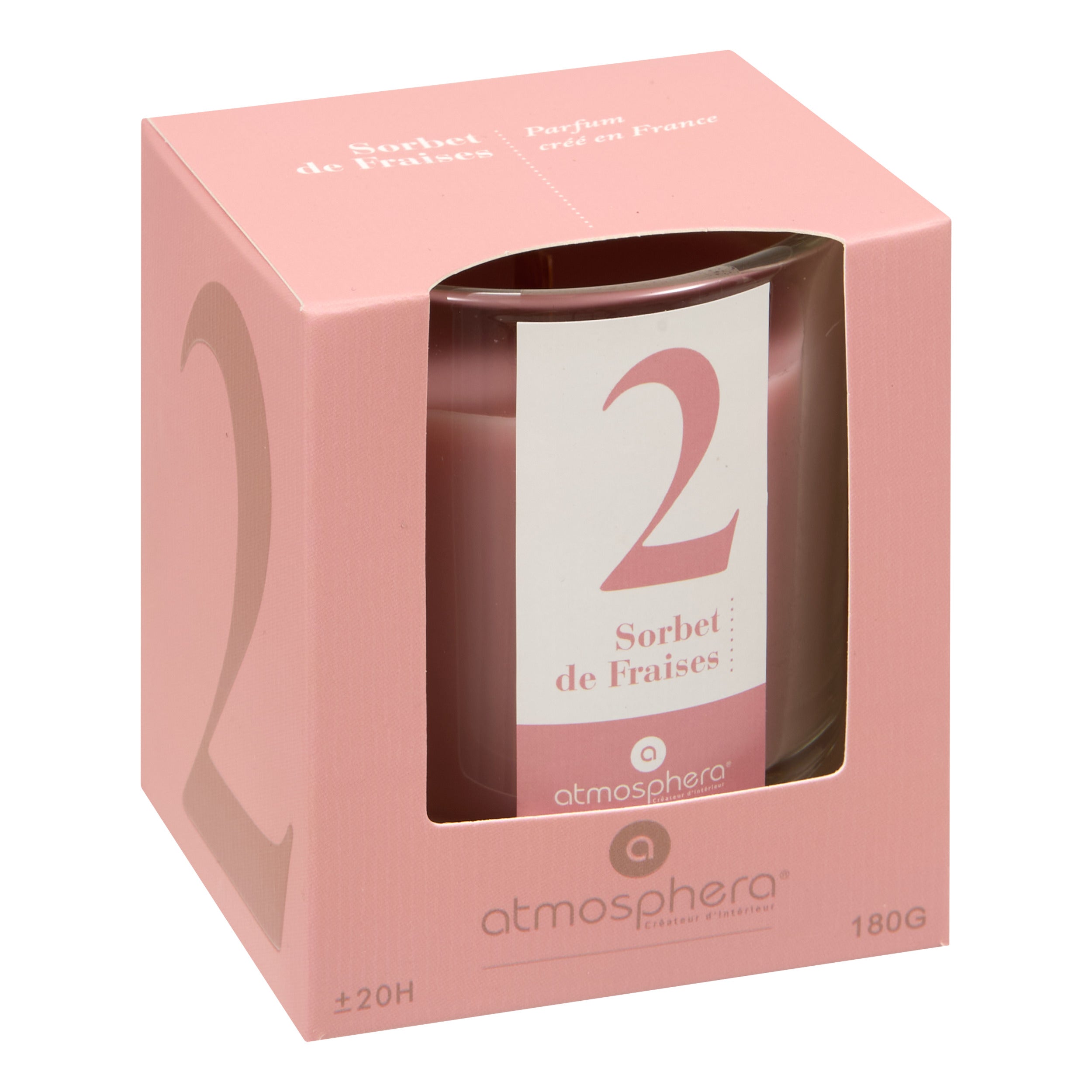 Lumanare parfumata "Numia" - Aroma gourmand, Capsuna, 180 g - Atmosphera
