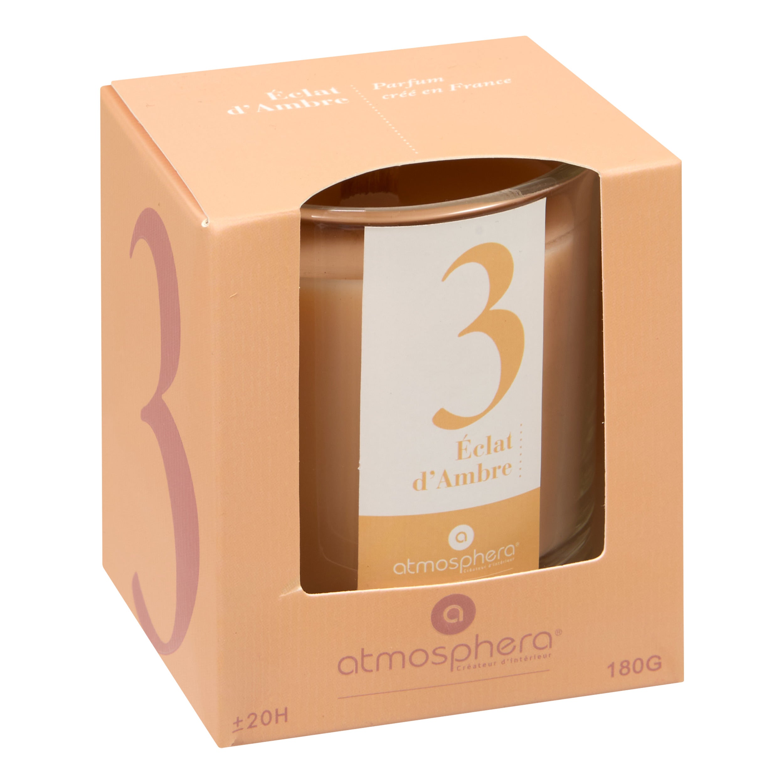 Lumanare parfumata "Numia" - Parfum lemnos, Chihlimbar, 180 g - Atmosphera