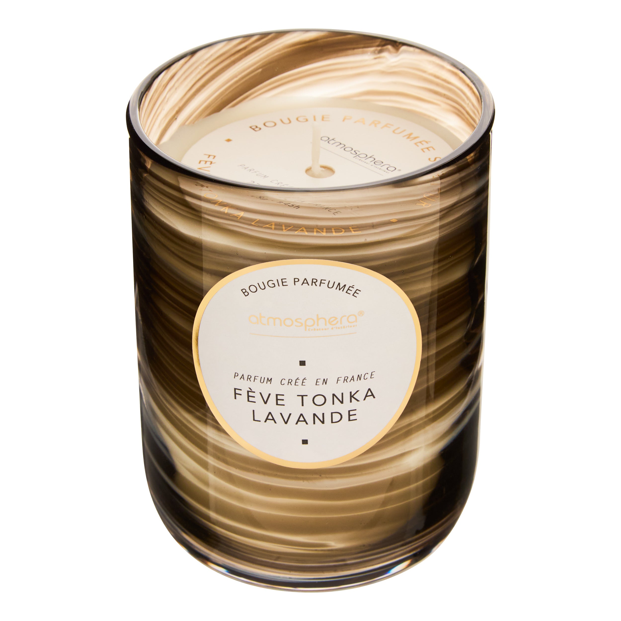 Lumanare parfumata rotunda "Wavy" - Parfum floral, Tonka si lavanda, 275 g - Atmosphera