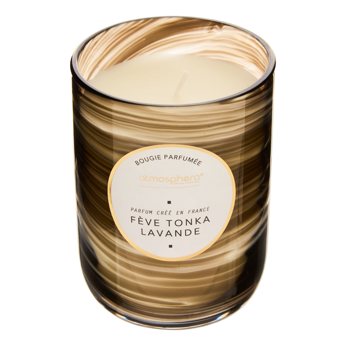 Lumanare parfumata rotunda "Wavy" - Parfum floral, Tonka si lavanda, 275 g - Atmosphera