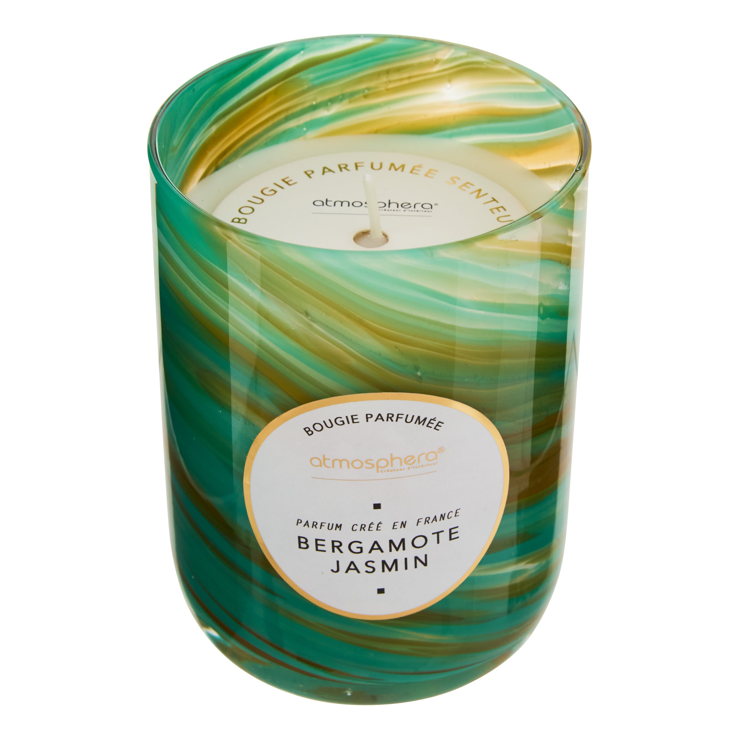 Lumanare parfumata rotunda "Wavy" - Parfum floral, Bergamota si iasomie, 275 g - Atmosphera
