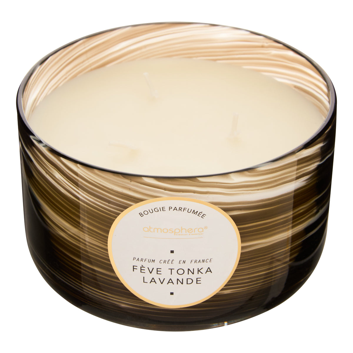 Lumanare parfumata rotunda "Wavy" - Parfum floral, Tonka si lavanda, 540 g - Atmosphera