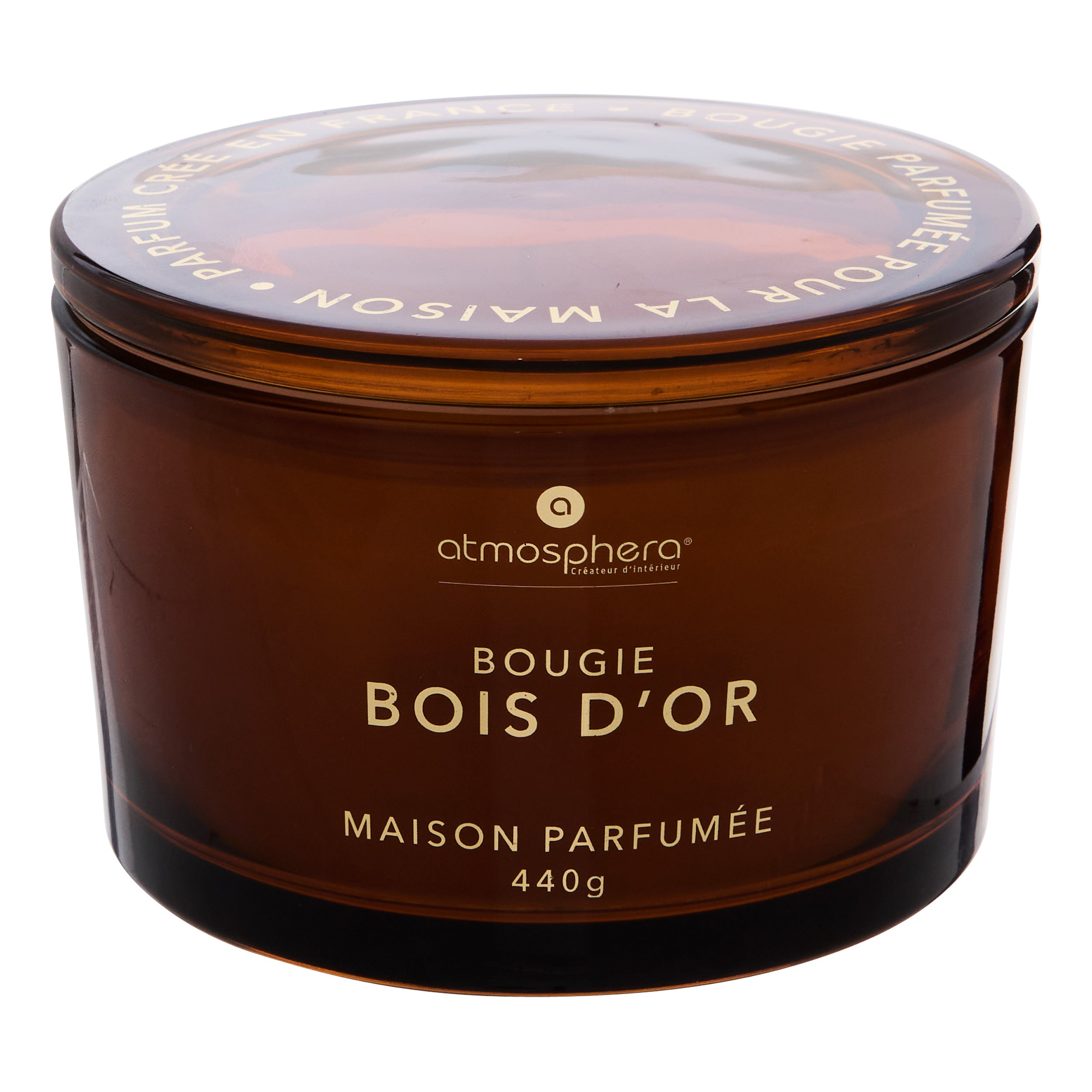 Lumanare parfumata "Glowy" - Parfum lemnos, Lemn, 440 g - Atmosphera