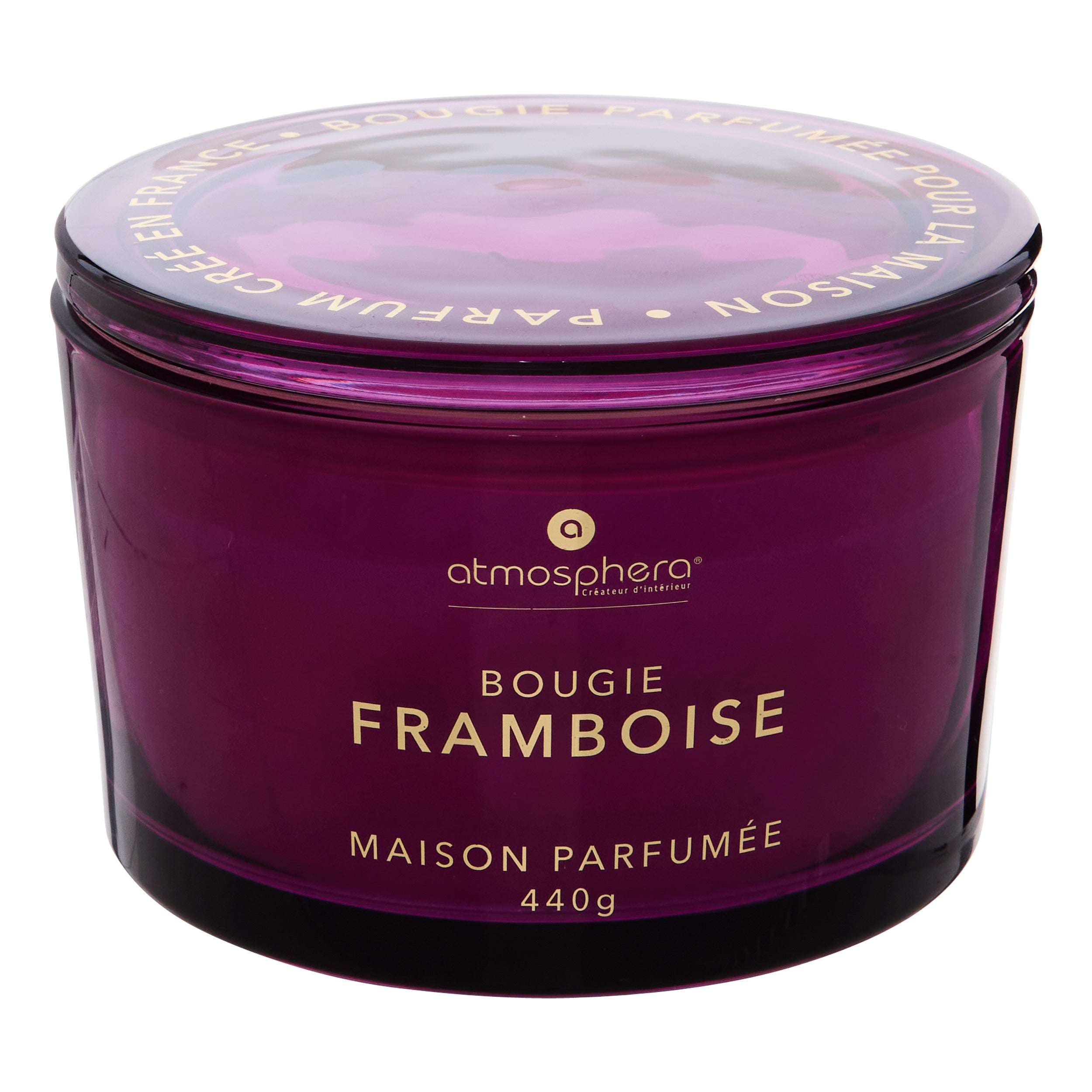 Lumanare parfumata "Glowy" - Parfum fructat, Zmeura, 440 g - Atmosphera