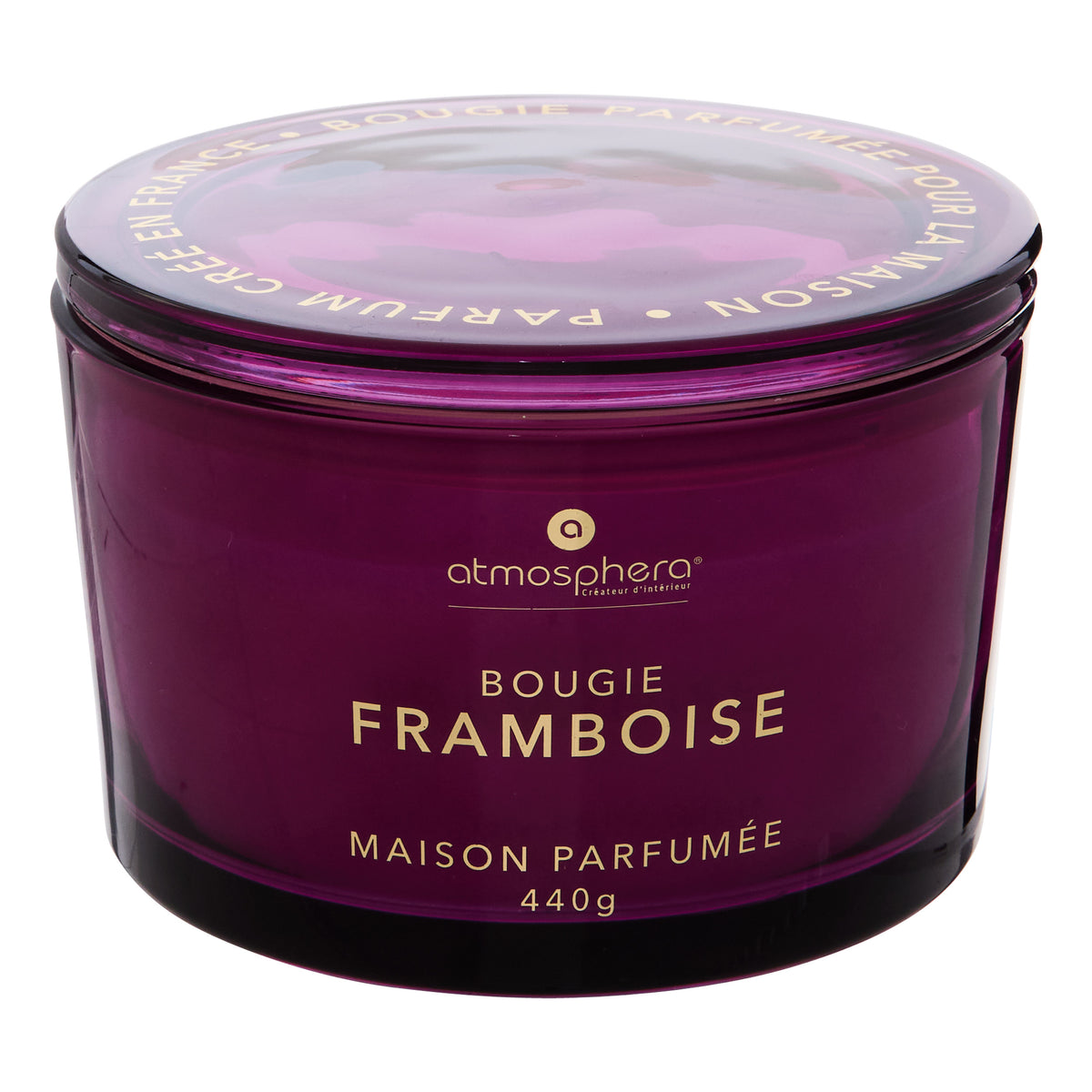 Lumanare parfumata "Glowy" - Parfum fructat, Zmeura, 440 g - Atmosphera