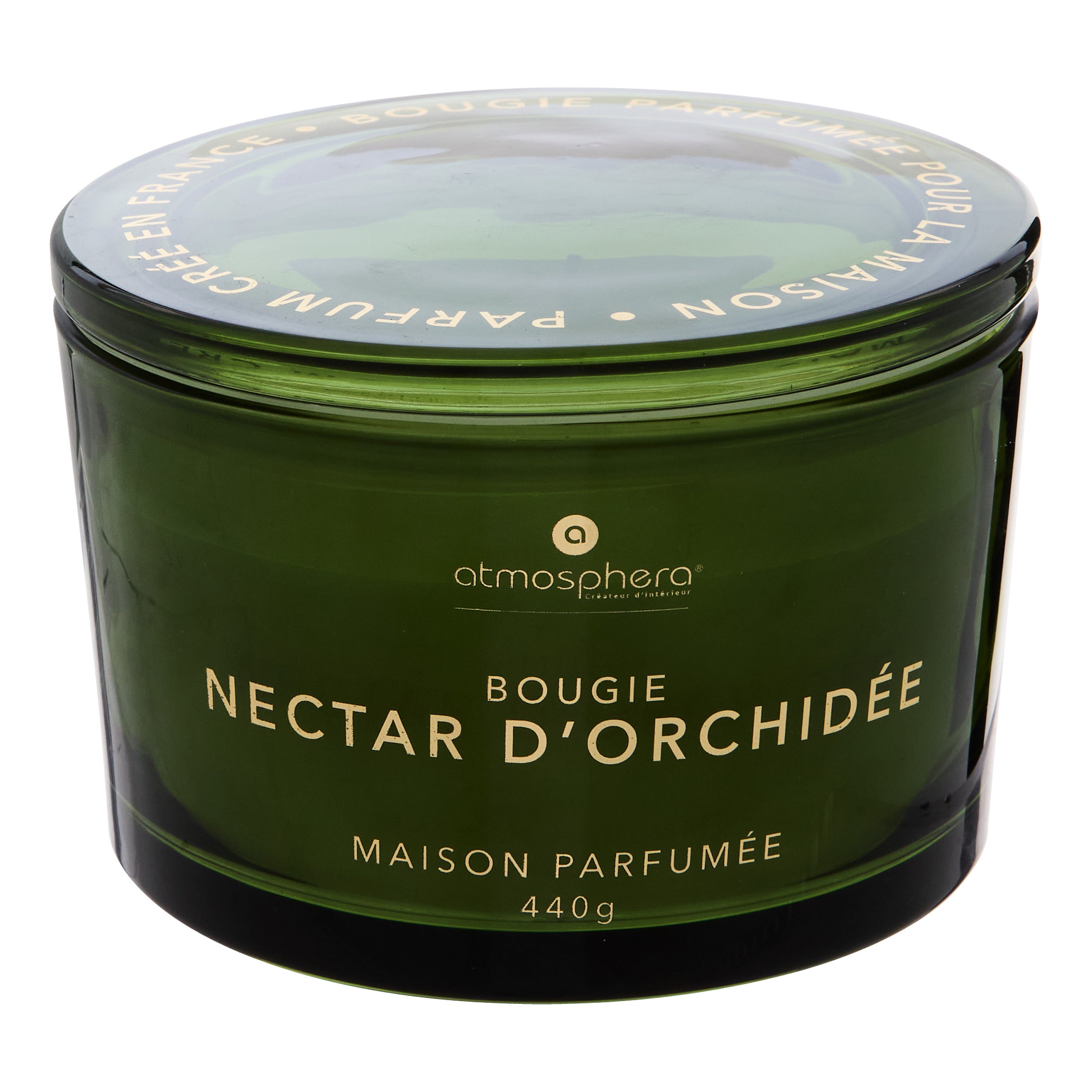 Lumanare parfumata "Glowy" - Parfum floral, Nectar de orhidee, 440 g - Atmosphera