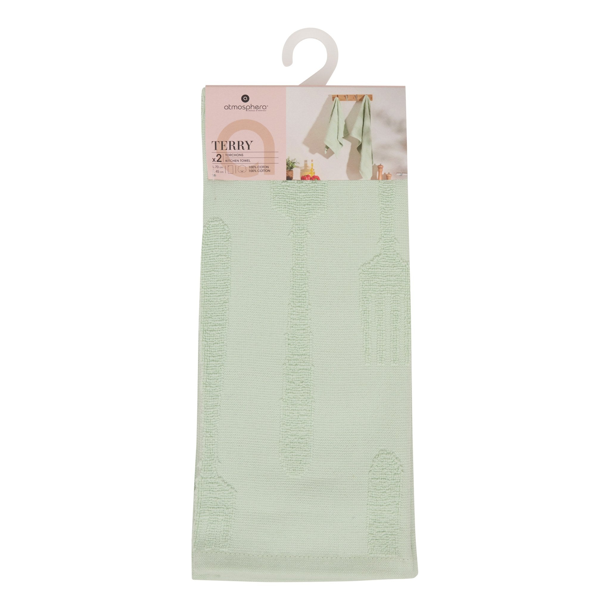 Prosop bucatarie celadon, set 2 bucati, 45 x 70 cm, Terry