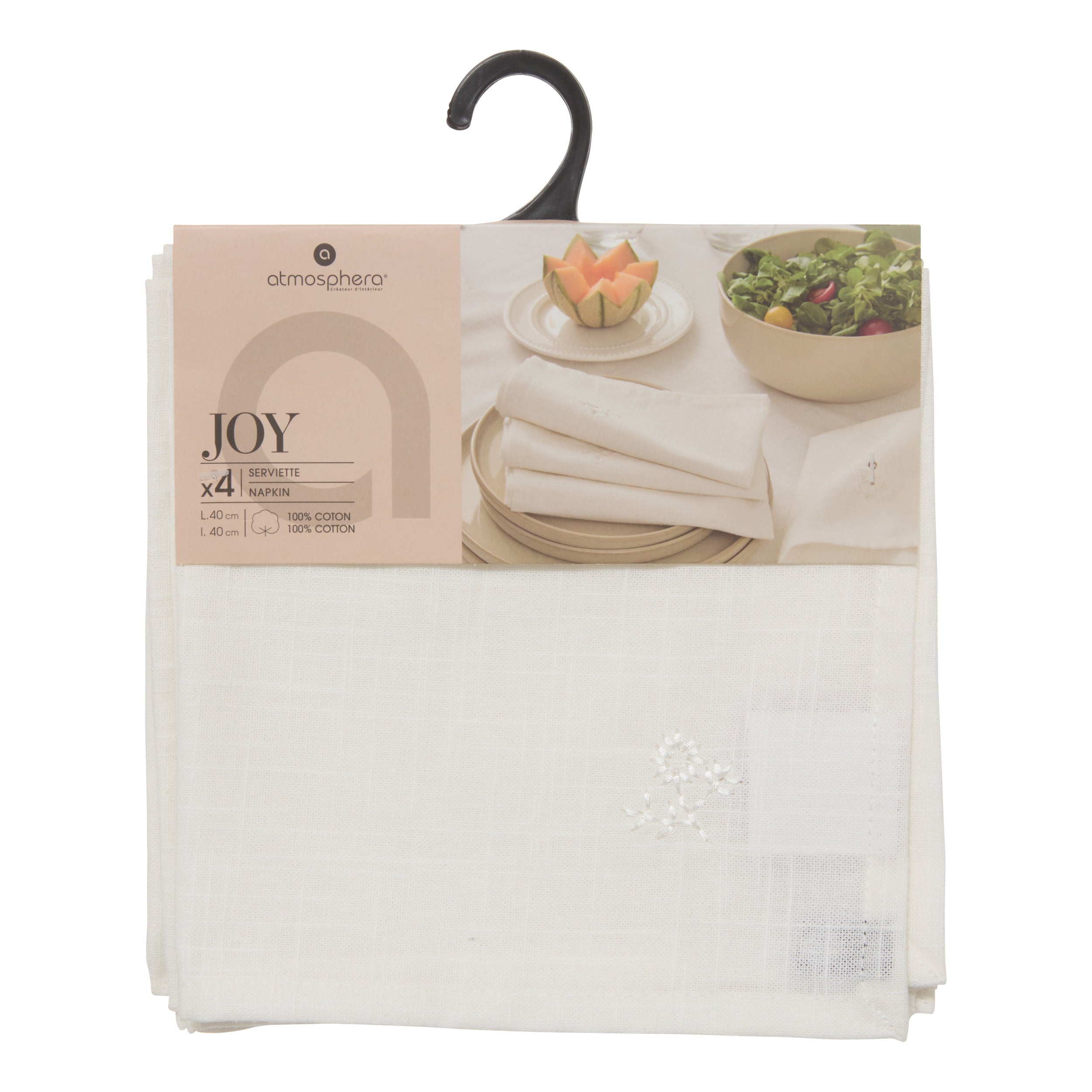 Textila pentru casa, napkins embr joy set 4 40 x 40 cm - Atmosphera