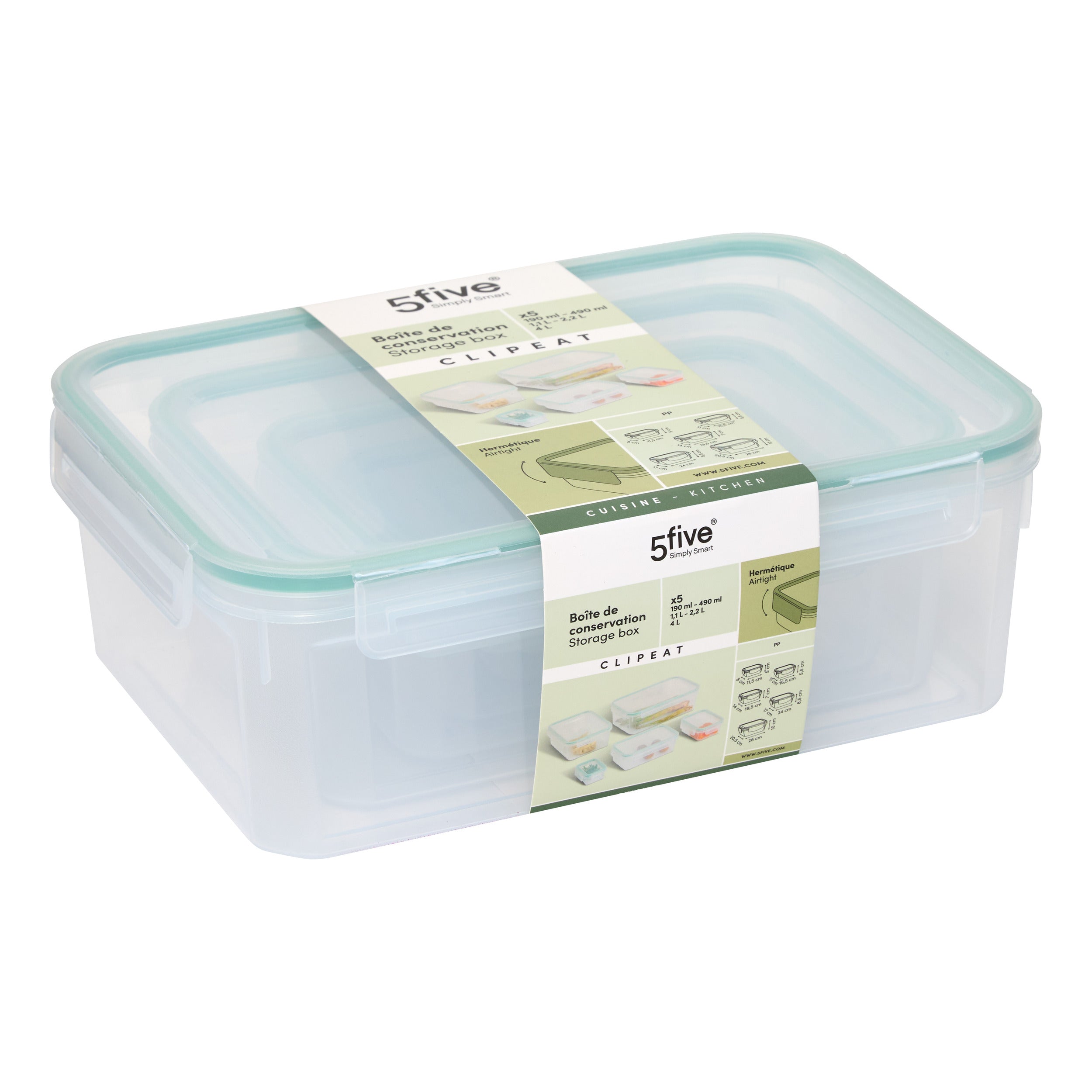 Set 5 clipeat plastic boxes - Five