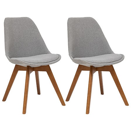 Scaun dining Baya,gri,lemn/textil vintage-Atmosphera