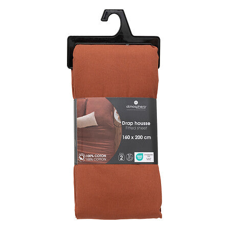 Cearceaf cu elastic,Terracota,160x200x30 cm-Atmosphera