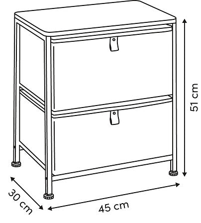 Mobilier depozitare, 2 drawers bedside beige tissa - Five