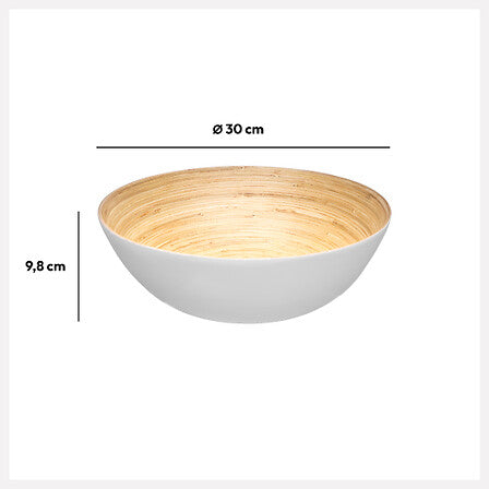 Bol salata bambus alb 30 cm - Five
