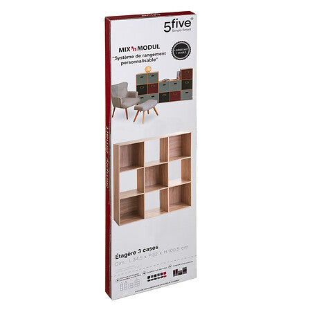 Mobilier depozitare, rafturi lemn 9 cpt mix natur - Five