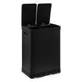 Cos de gunoi cu 2 compartimente si pedala, pentru reciclare, negru, 2 x 30 l