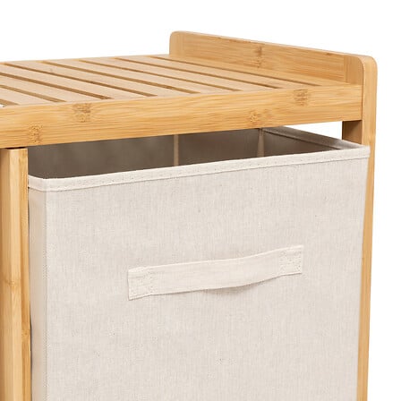 Etajera din bambus cu 2 cosuri de depozitare, bej, H 78,5 cm