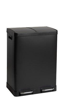 Cos de gunoi cu 2 compartimente si pedala, pentru reciclare, negru, 2 x 30 l