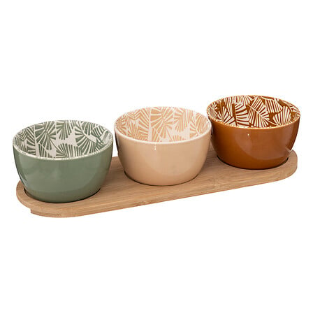 Set aperitiv cu 3 farfurioare si suport, ceramica, L 30 cm
