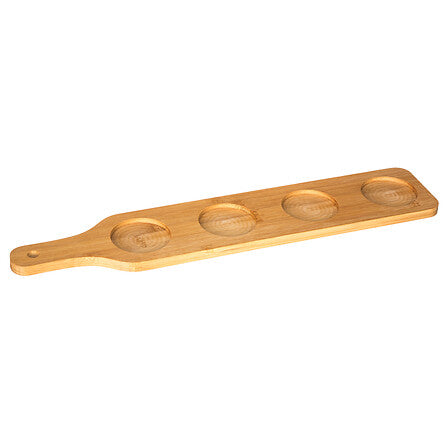 Platou servire lung din bambus cu 4 boluri negre, set 5 piese, L 40 cm