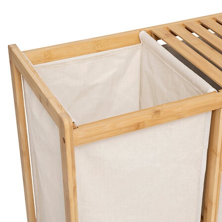 Etajera din bambus cu 2 cosuri de depozitare, bej, H 78,5 cm